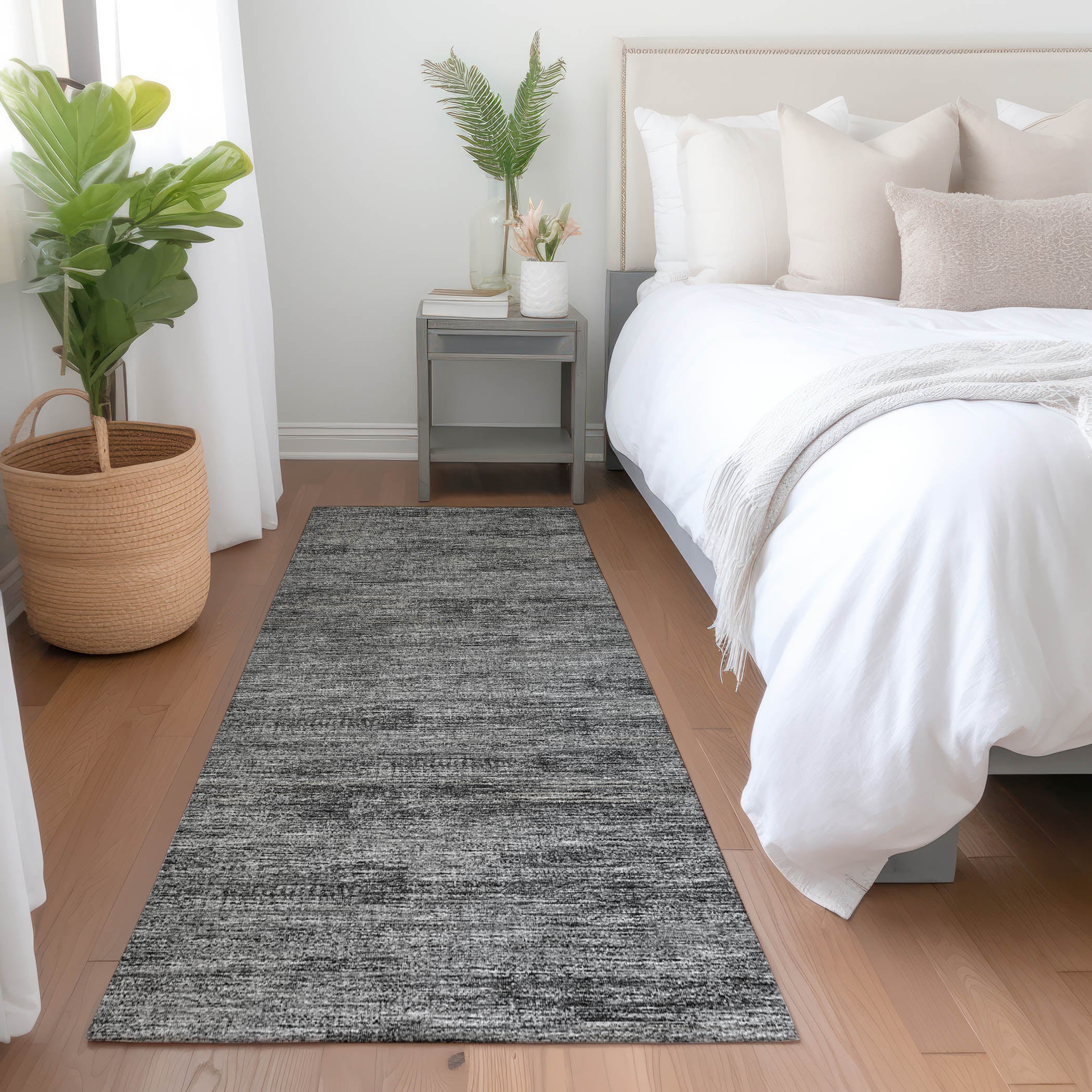 Porto Machine Washable Transitional Gray Charcoal Rug 2'3" x 7'6" #shape_Runner