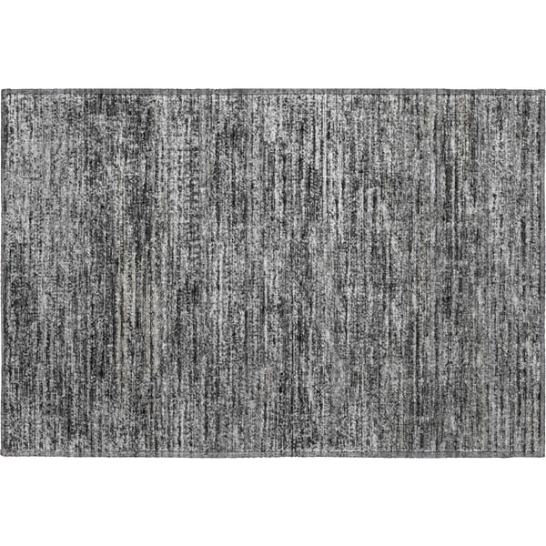 Porto Machine Washable Transitional Gray Charcoal Rug 1'8" x 2'6"