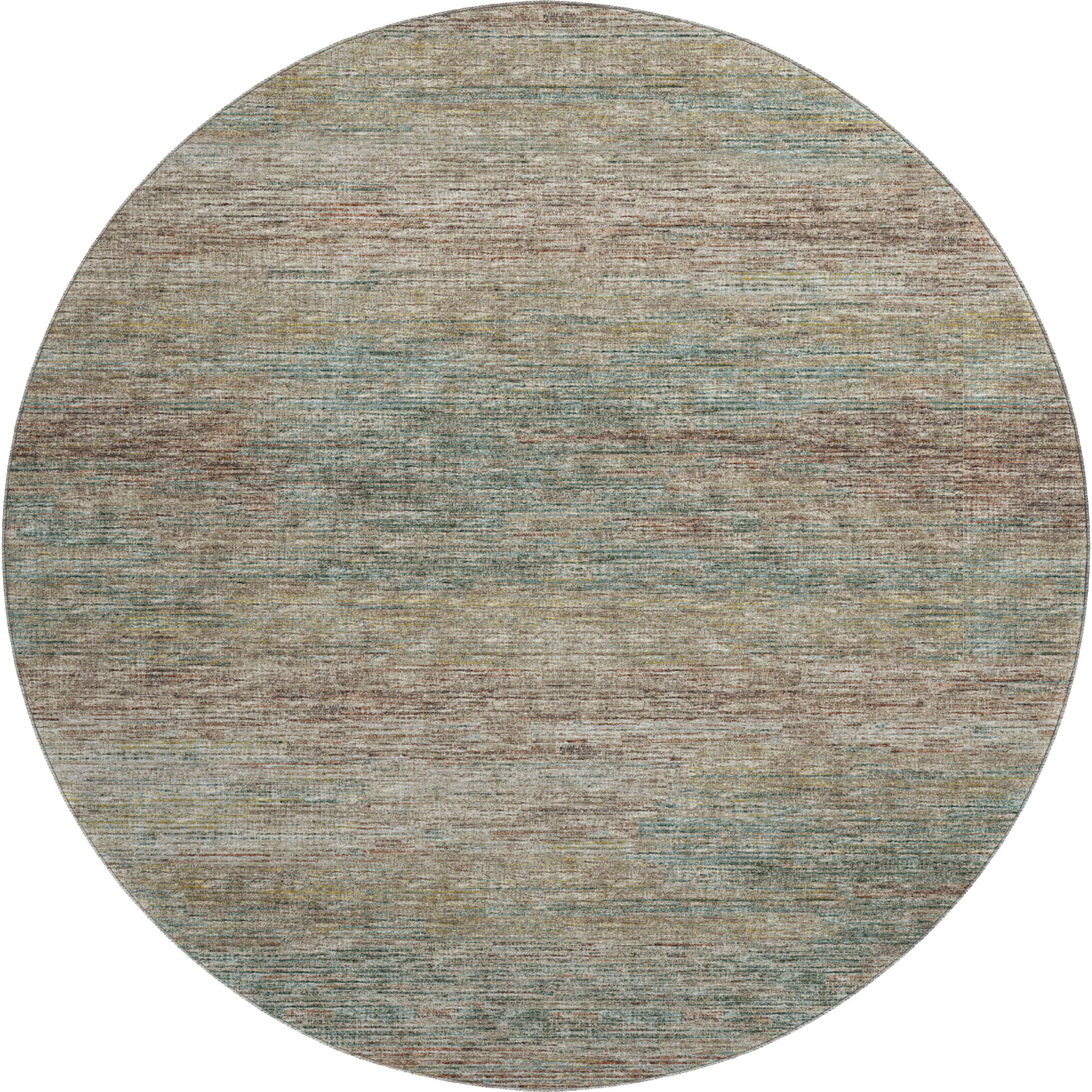 Porto Machine Washable Transitional Multi Mocha Rug 8' x 8' #shape_Round