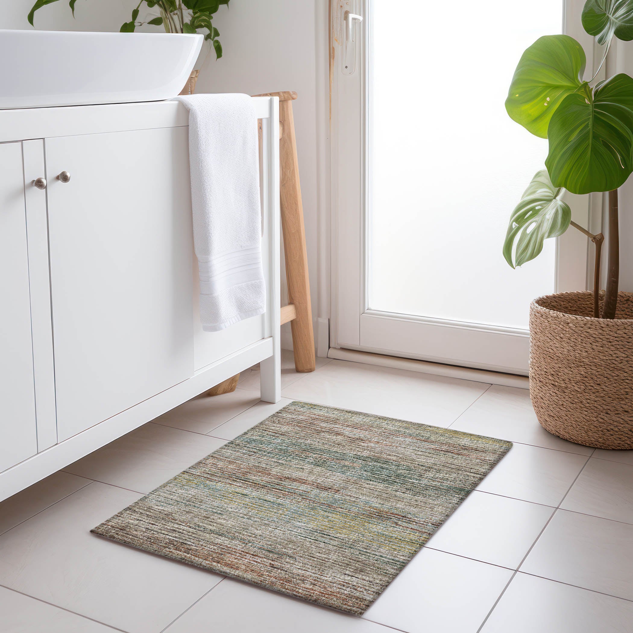 Porto Machine Washable Transitional Multi Mocha Rug 1'8" x 2'6" #shape_Rectangle