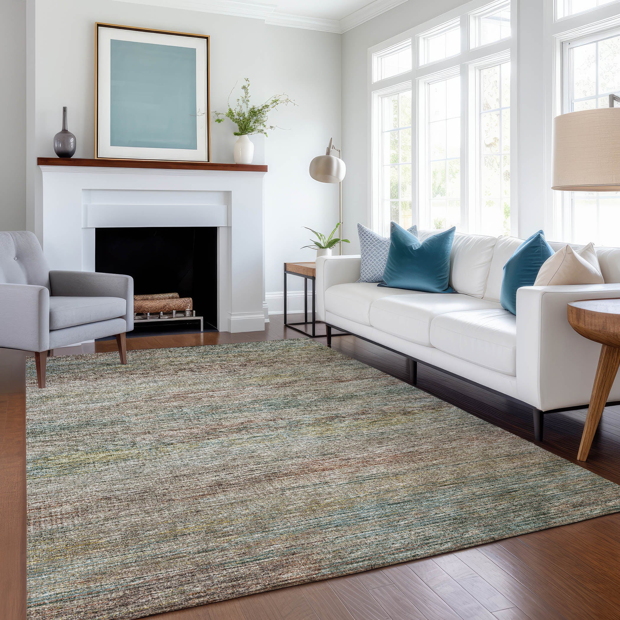 Porto Machine Washable Transitional Multi Mocha Rug 2'6" x 3'10" #shape_Rectangle