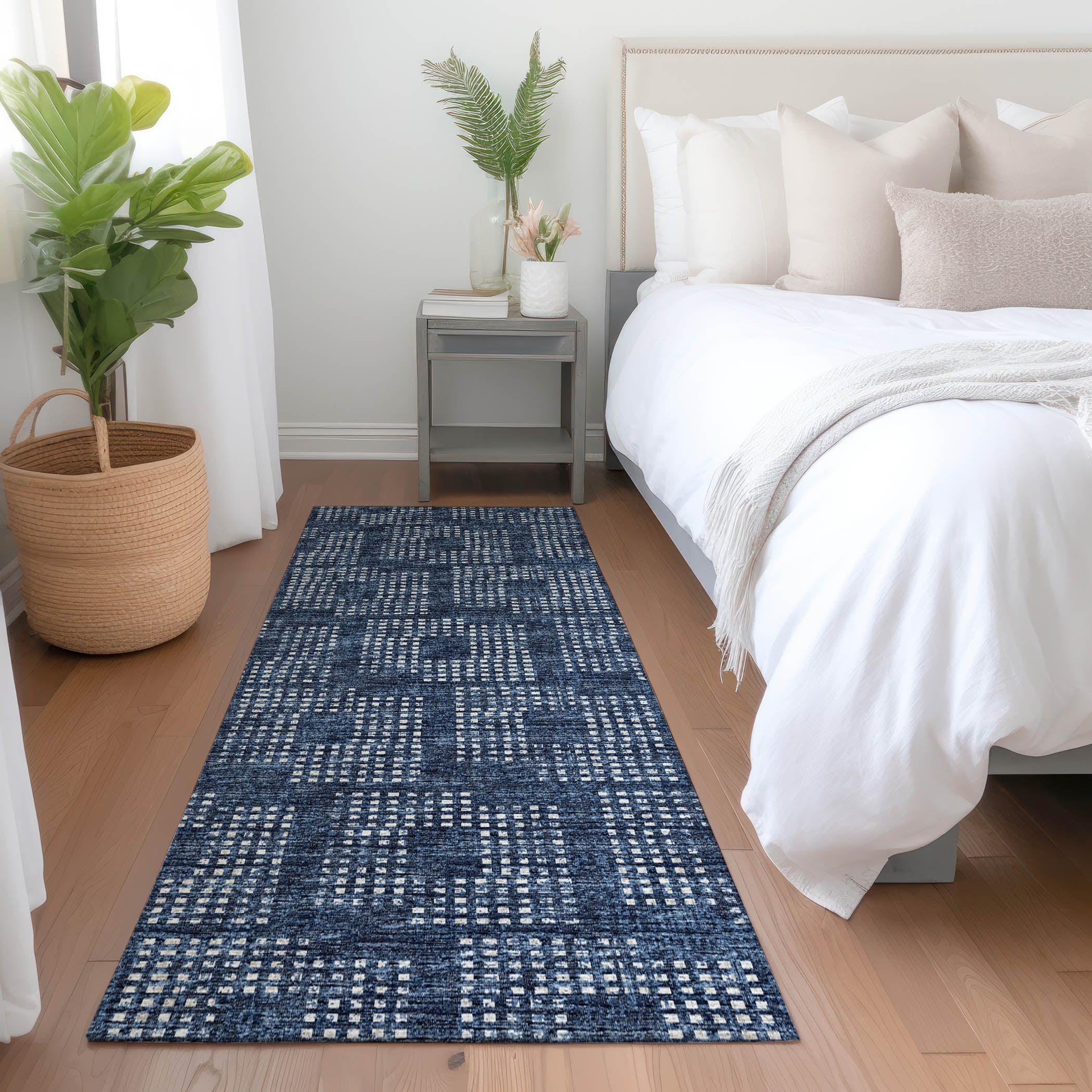 Ghent Machine Washable Transitional Blue Navy Rug 2'3" x 7'6" #shape_Runner