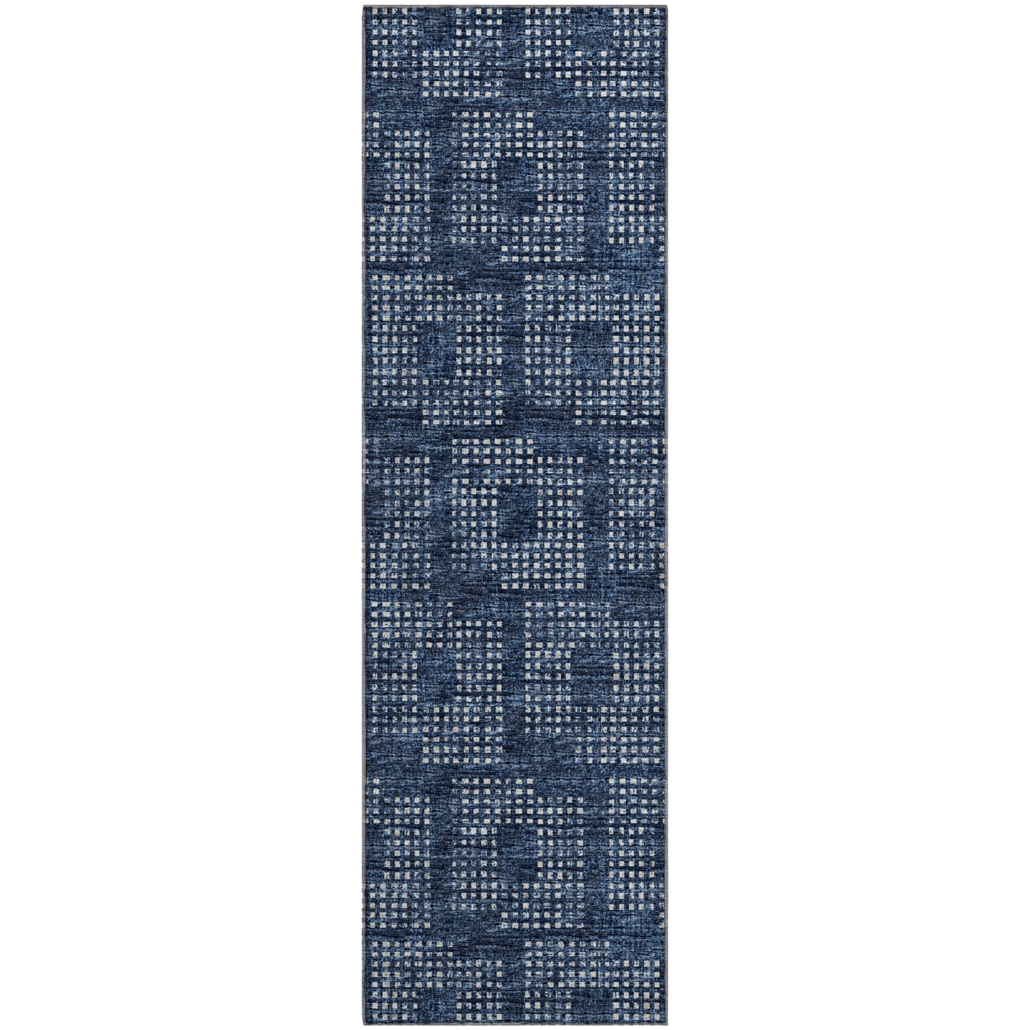 Ghent Machine Washable Transitional Blue Navy Rug 2'3" x 7'6" #shape_Runner