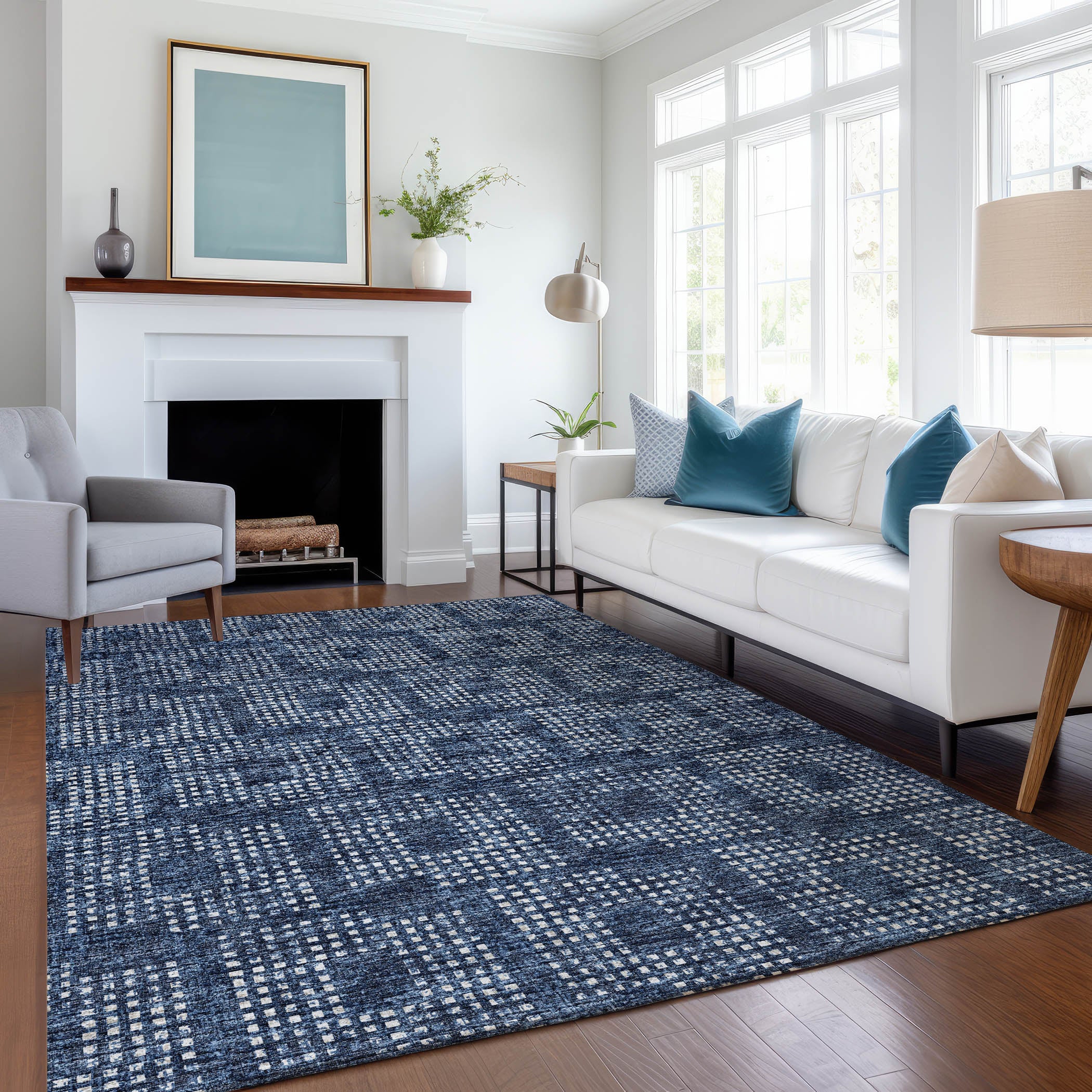Ghent Machine Washable Transitional Blue Navy Rug 2'6" x 3'10" #shape_Rectangle