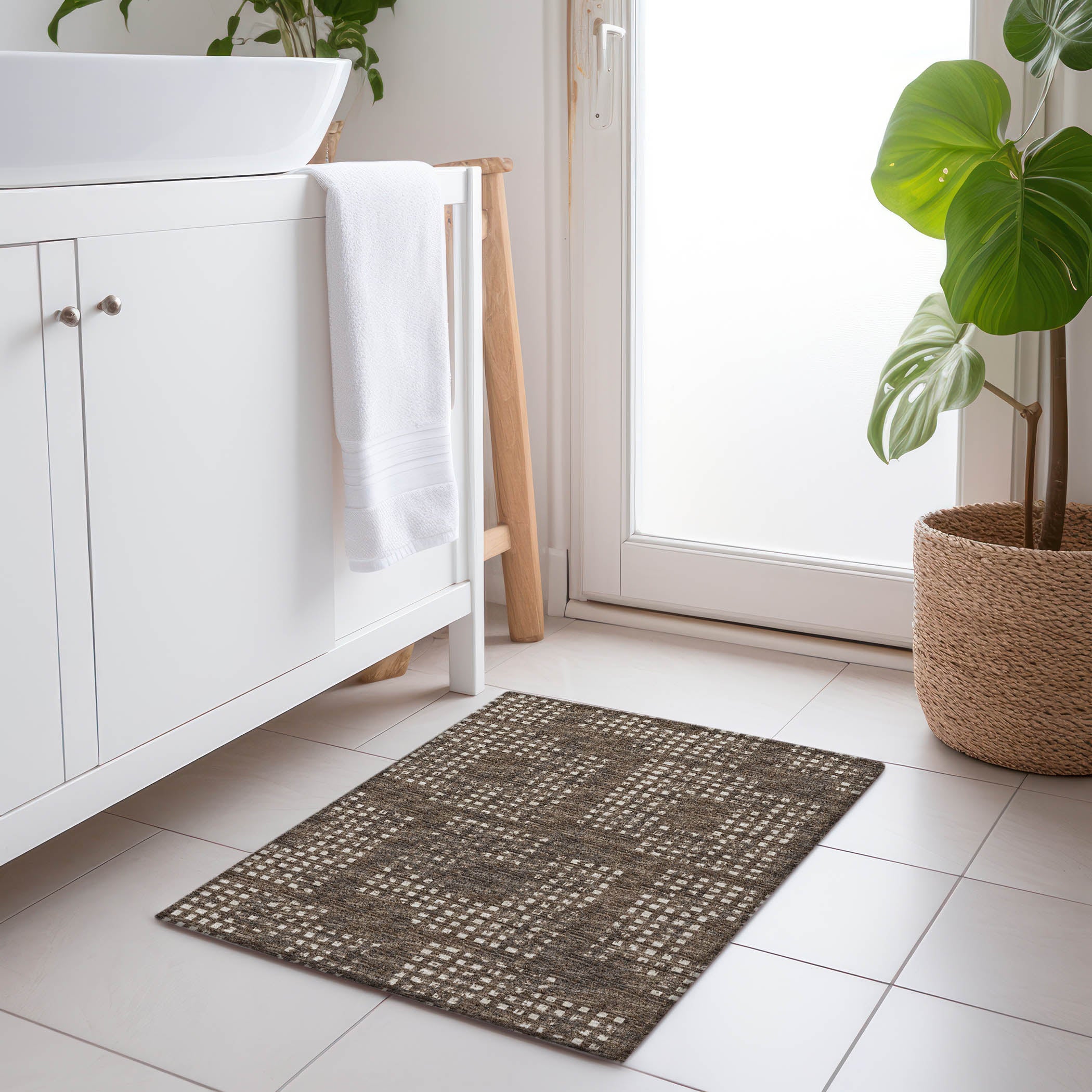 Ghent Machine Washable Transitional Brown Chocolate Rug 1'8" x 2'6" #shape_Rectangle