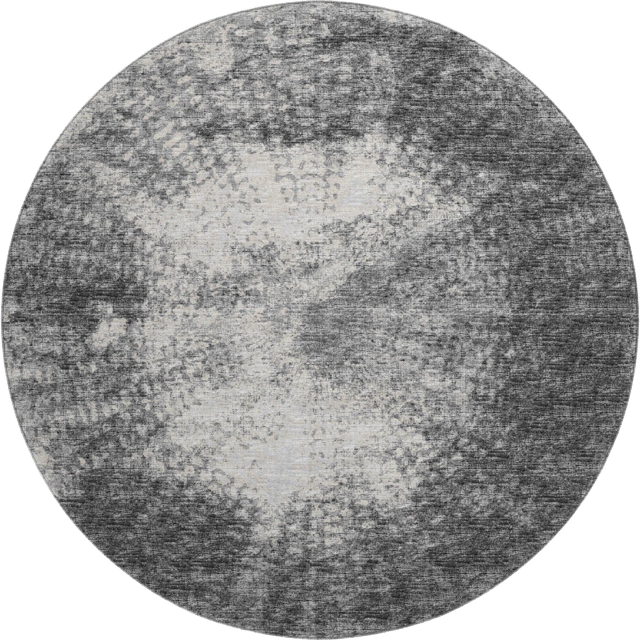 Lucerne Machine Washable Transitional Black Rug 8' x 8' #shape_Round