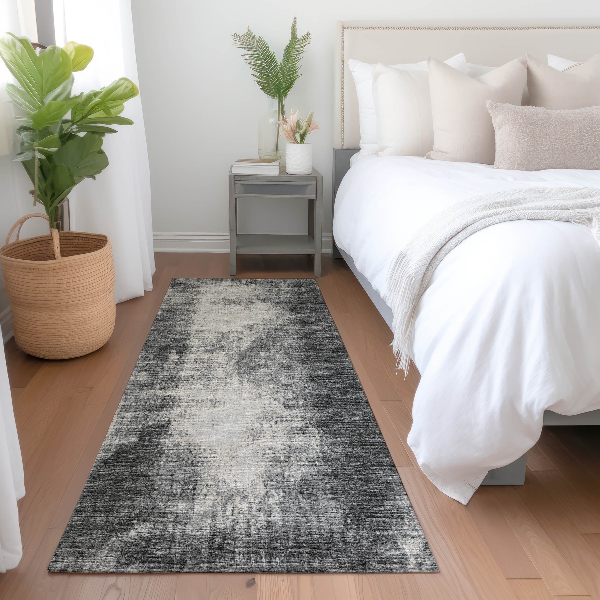Lucerne Machine Washable Transitional Black Rug 2'3" x 7'6" #shape_Runner