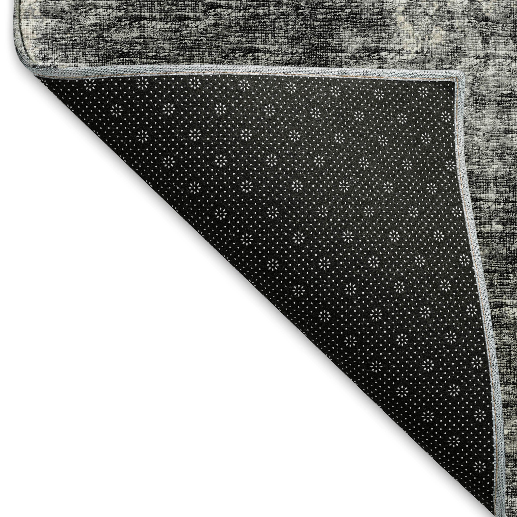 Lucerne Machine Washable Transitional Black Rug 1'8" x 2'6" #shape_Rectangle