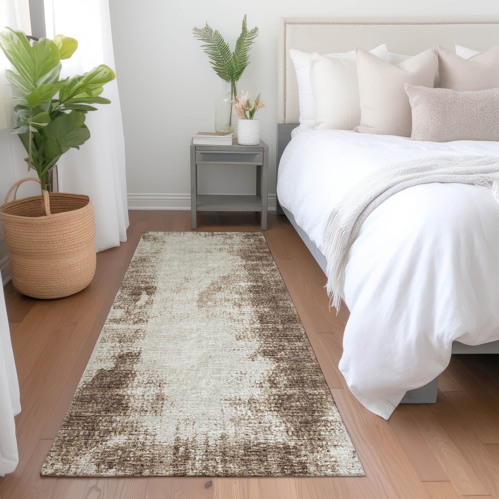 Lucerne Machine Washable Transitional Brown Chocolate Rug 2'3" x 7'6" #shape_Runner