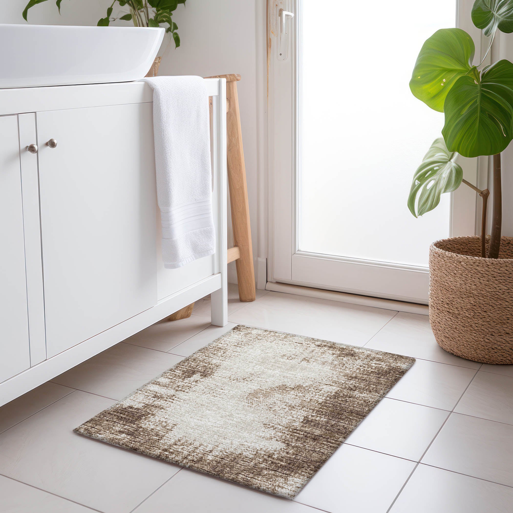 Lucerne Machine Washable Transitional Brown Chocolate Rug 1'8" x 2'6" #shape_Rectangle