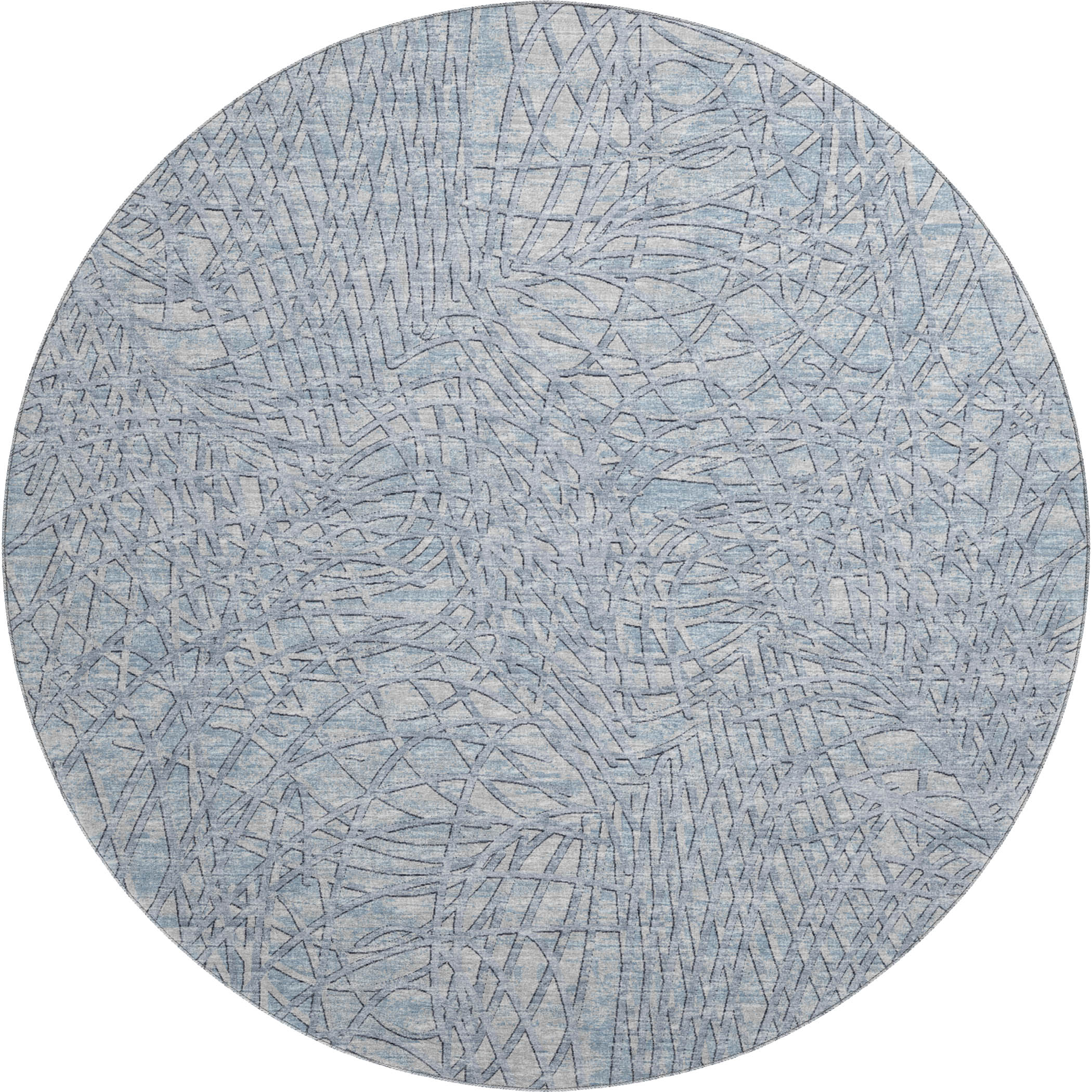 Bogota Machine Washable Transitional Blue Rug 8' x 8' #shape_Round