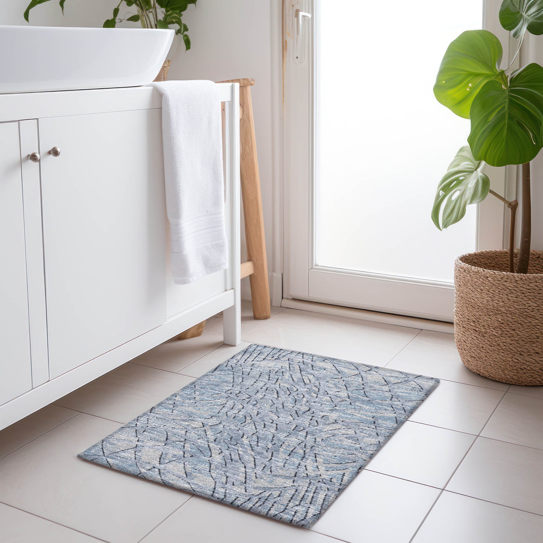 Bogota Machine Washable Transitional Blue Rug 1'8" x 2'6" #shape_Rectangle