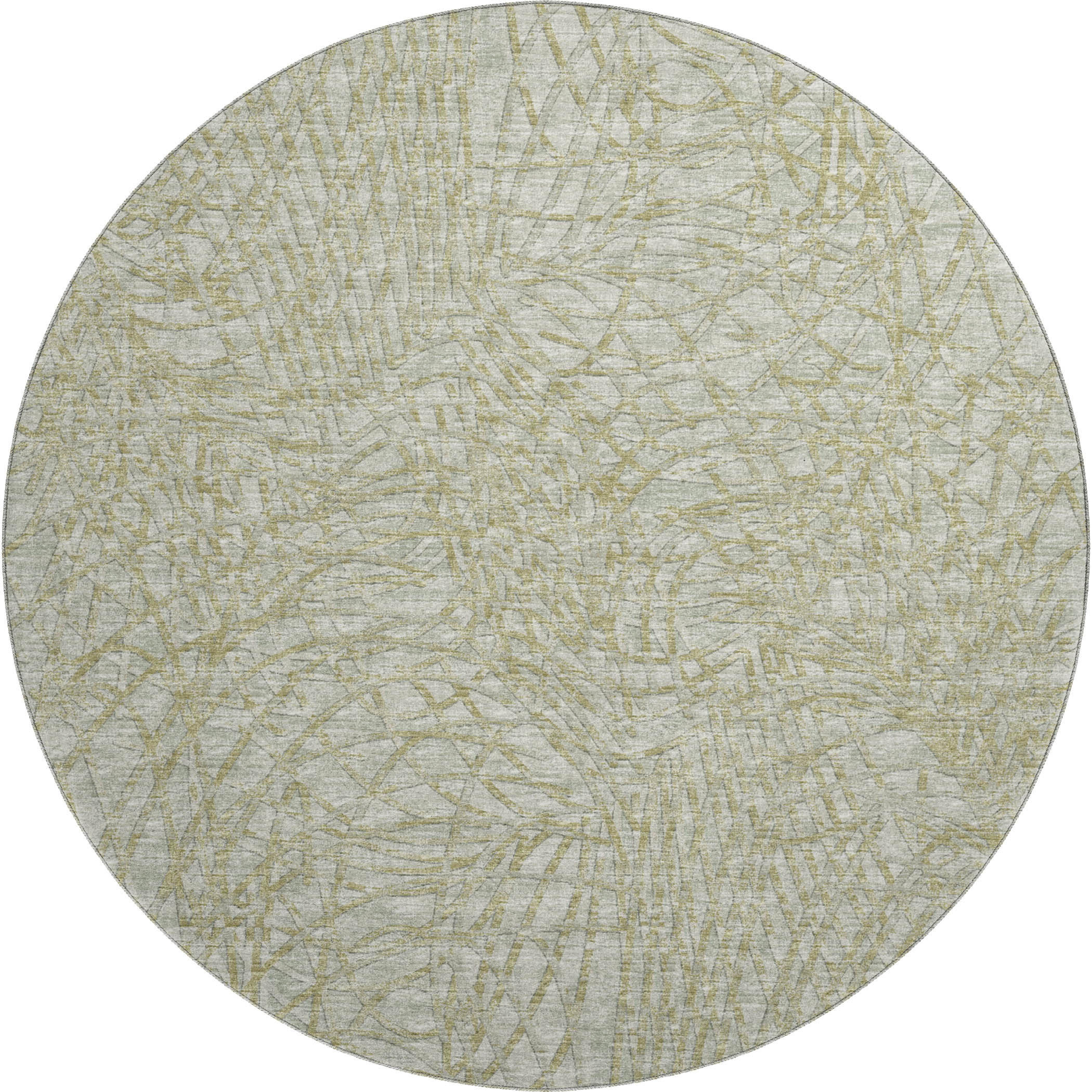 Bogota Machine Washable Transitional Sage Green Rug 8' x 8' #shape_Round
