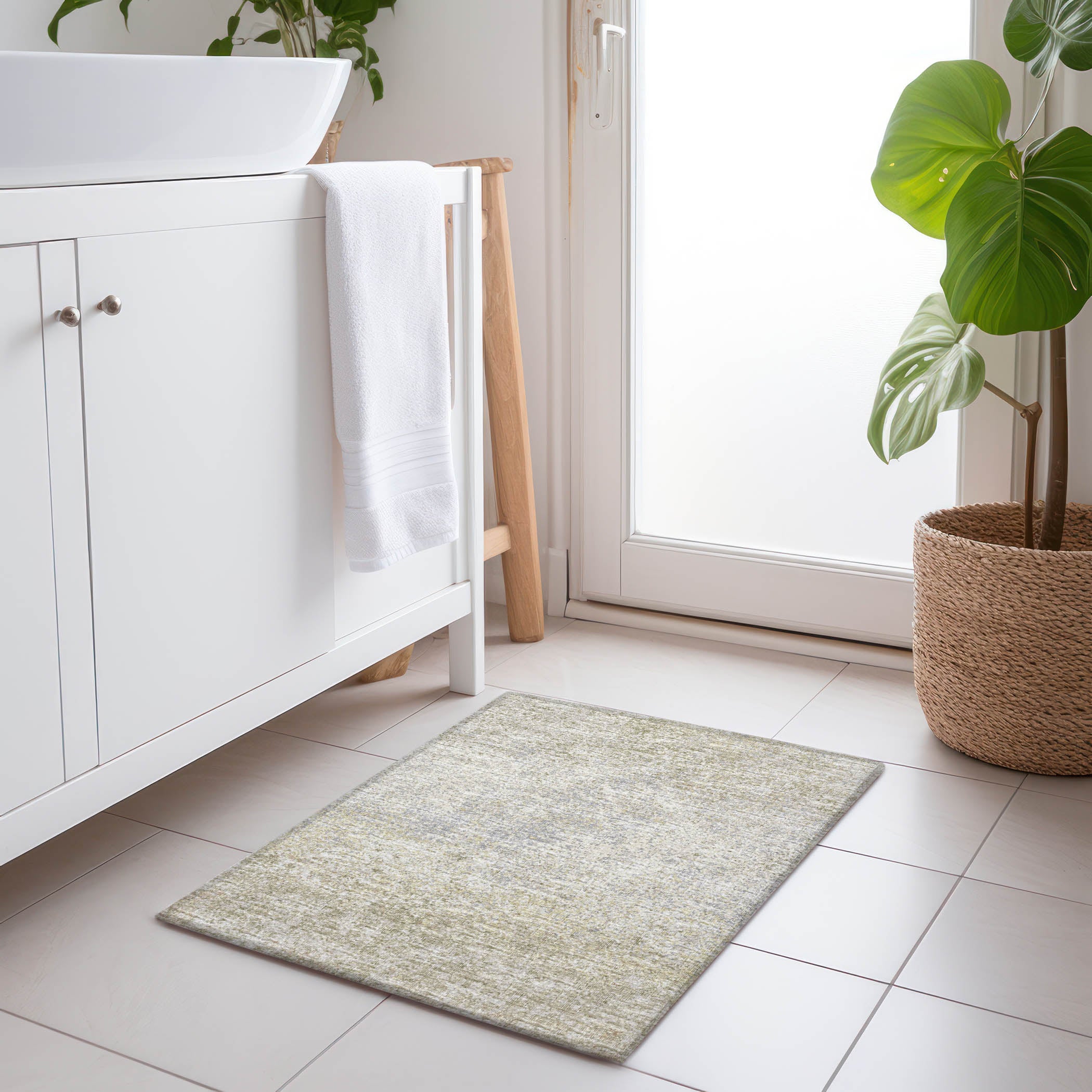 Luang Prabang Machine Washable Transitional Beige Taupe Rug 1'8" x 2'6" #shape_Rectangle