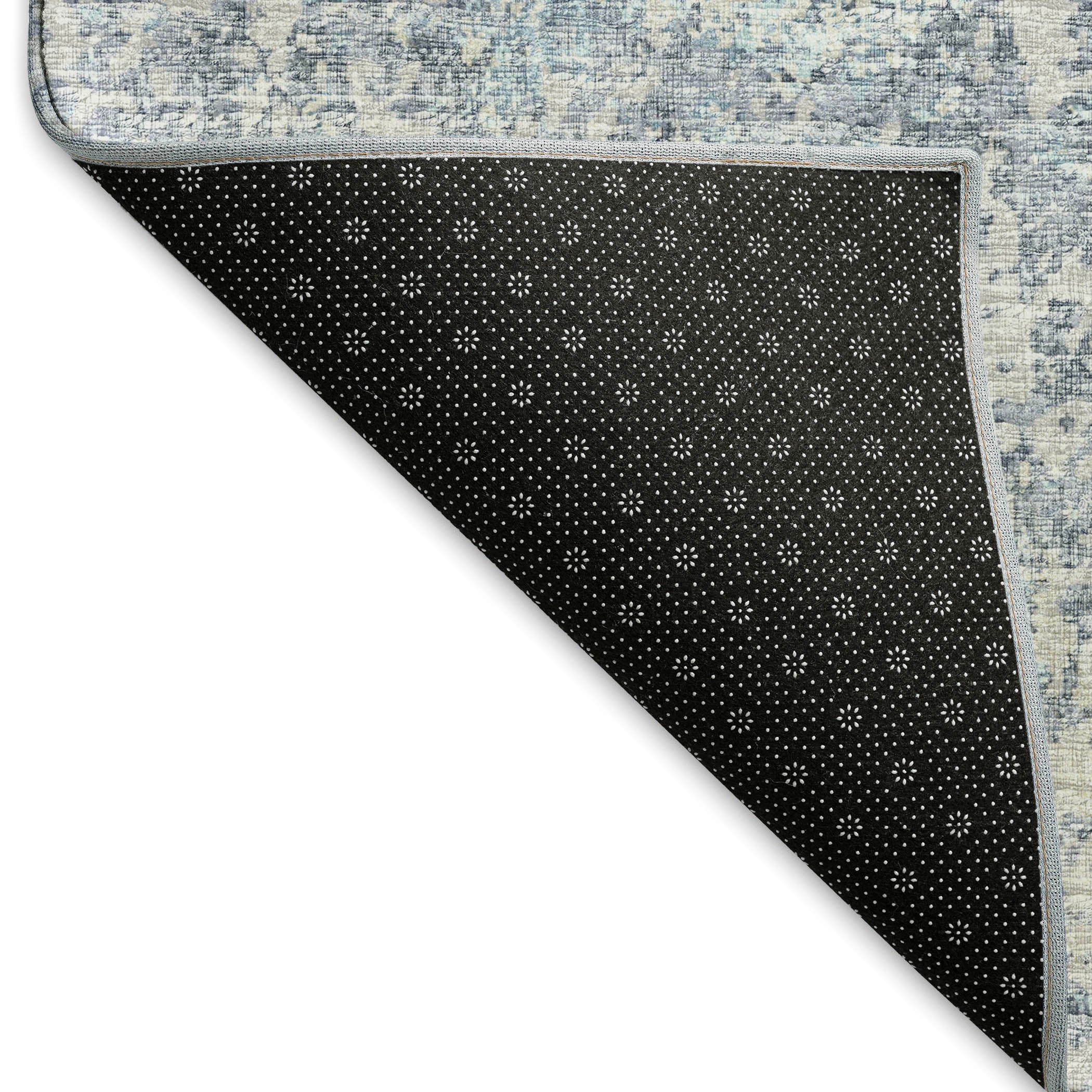 Luang Prabang Machine Washable Transitional Blue Rug 1'8" x 2'6" #shape_Rectangle