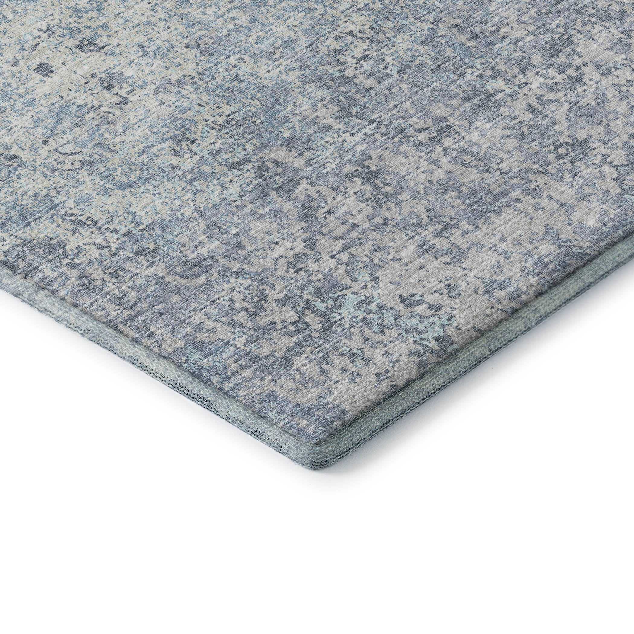 Luang Prabang Machine Washable Transitional Blue Rug 1'8" x 2'6" #shape_Rectangle
