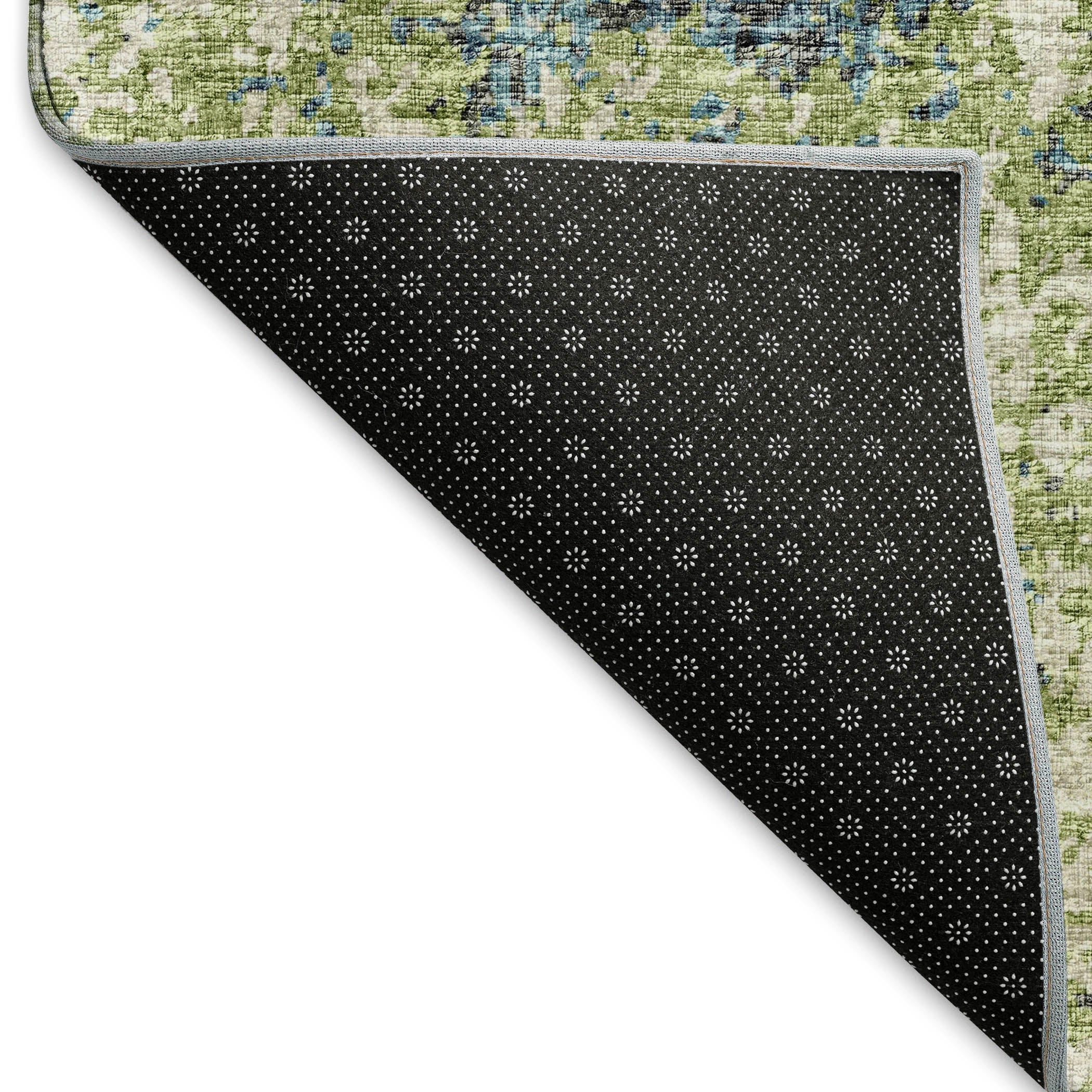 Luang Prabang Machine Washable Transitional Green Rug 1'8" x 2'6" #shape_Rectangle