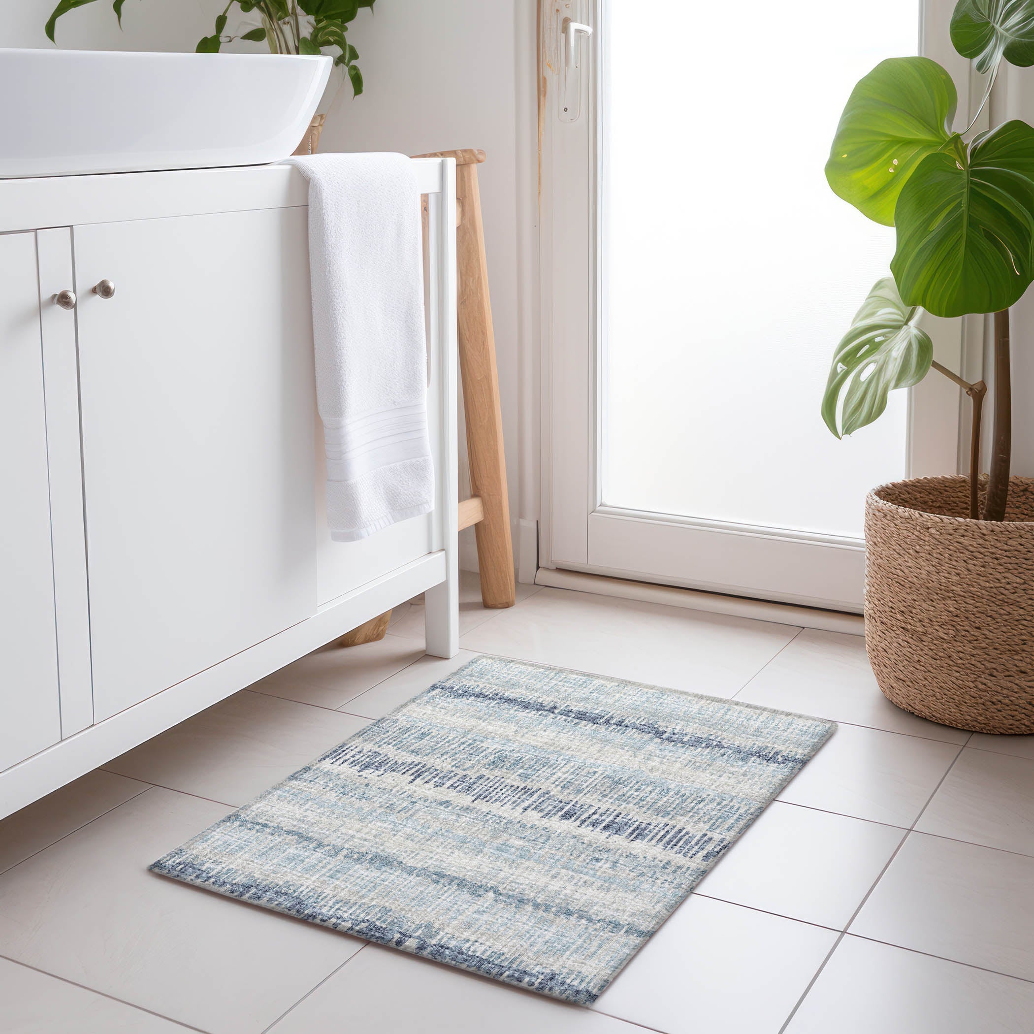 Sarajevo Machine Washable Transitional Blue Rug 1'8" x 2'6" #shape_Rectangle