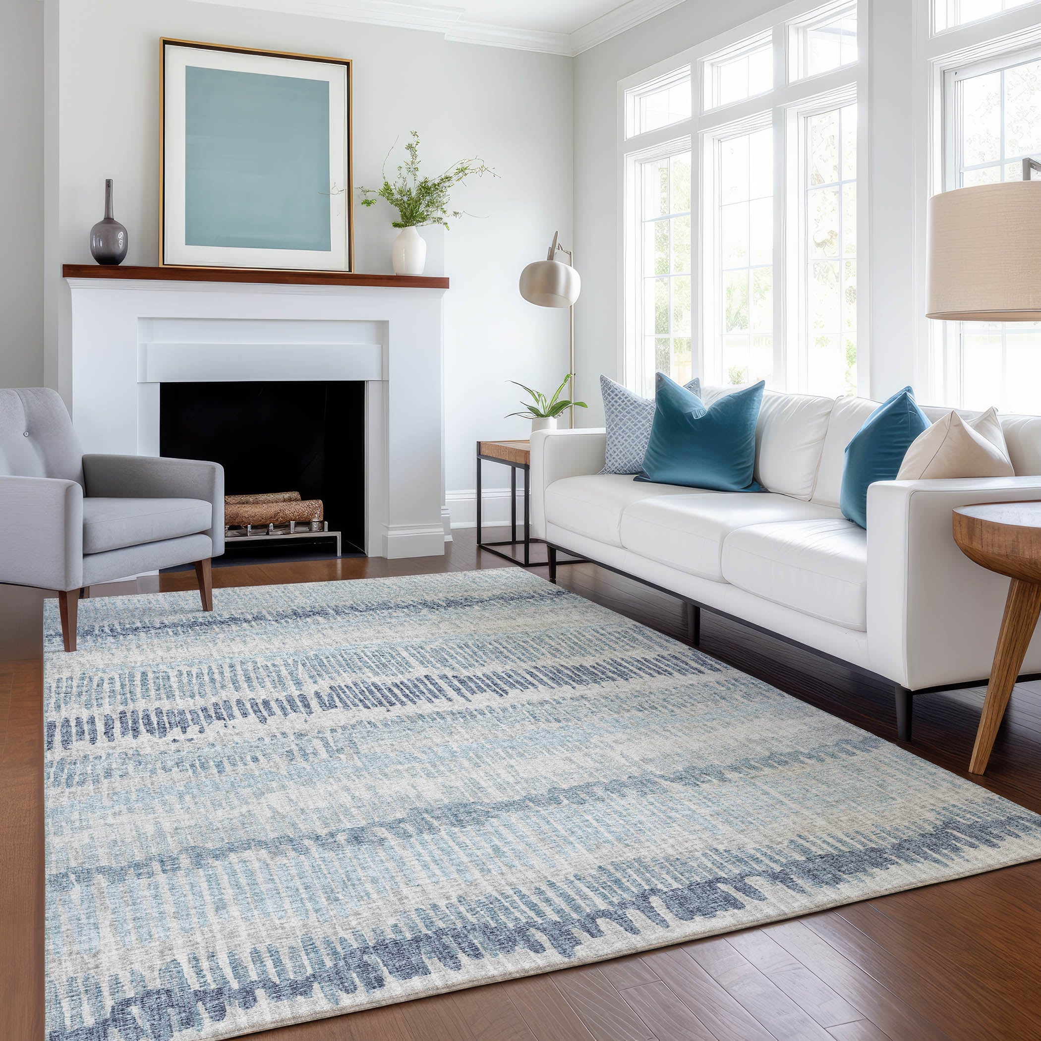Sarajevo Machine Washable Transitional Blue Rug 2'6" x 3'10" #shape_Rectangle