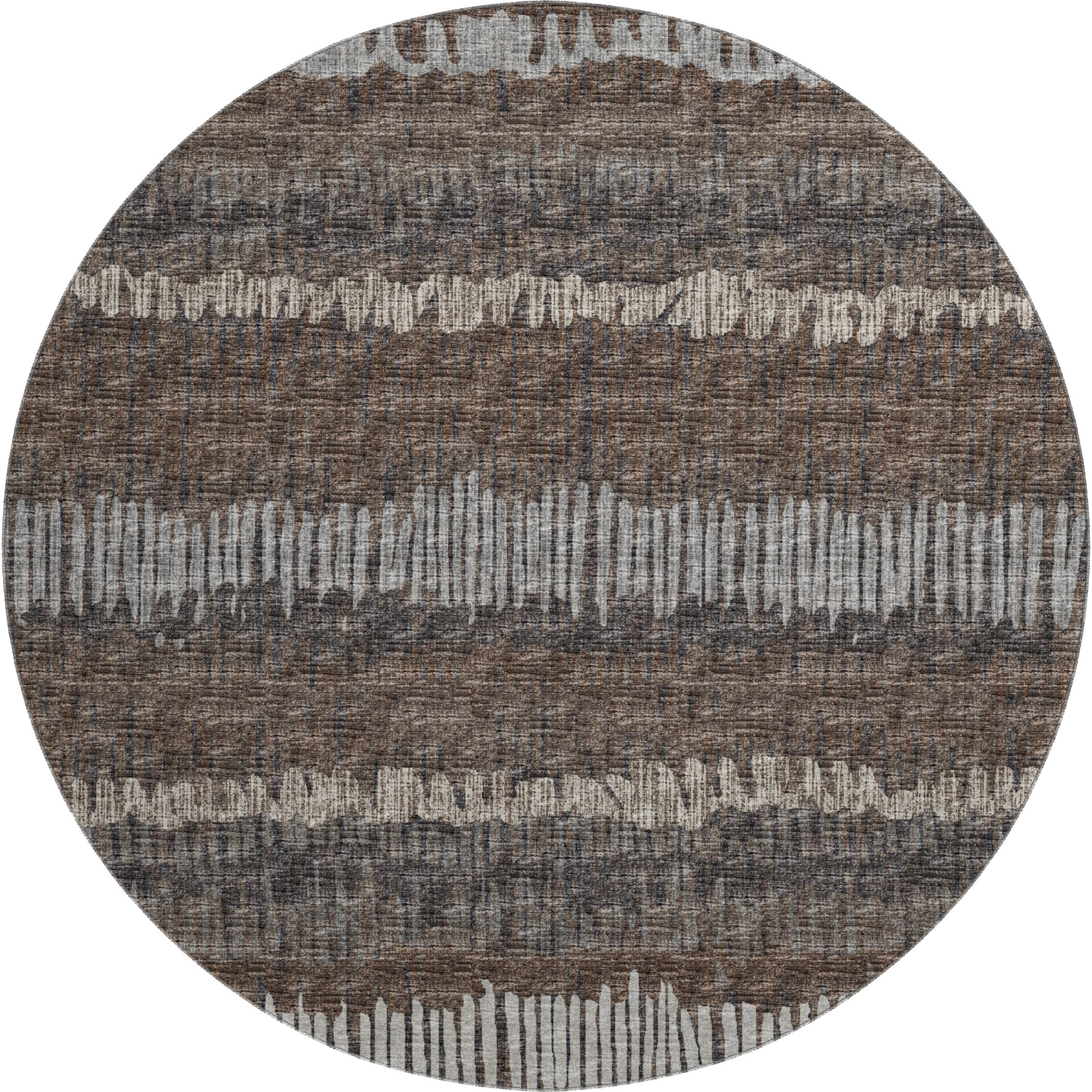 Sarajevo Machine Washable Transitional Brown Rug 8' x 8' #shape_Round