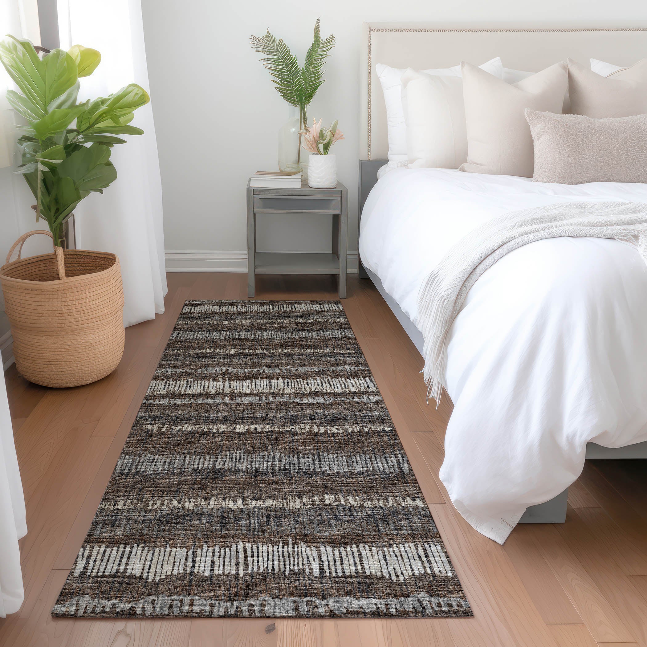 Sarajevo Machine Washable Transitional Brown Rug 2'3" x 7'6" #shape_Runner