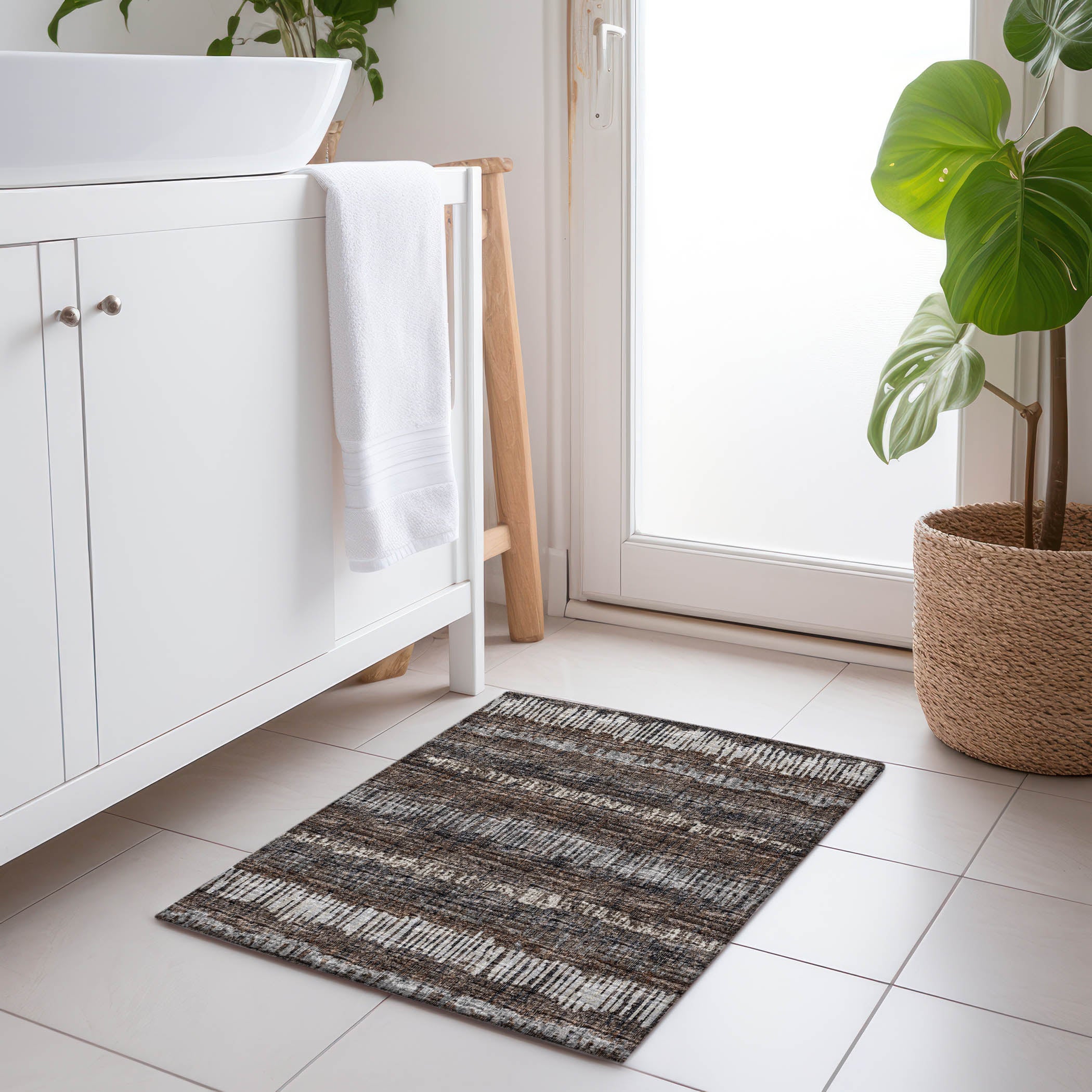 Sarajevo Machine Washable Transitional Brown Rug 1'8" x 2'6" #shape_Rectangle