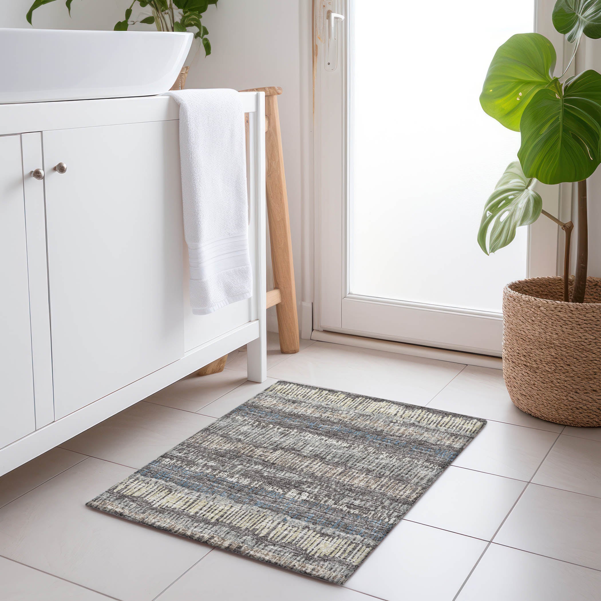 Sarajevo Machine Washable Transitional Gray Charcoal Rug 1'8" x 2'6" #shape_Rectangle