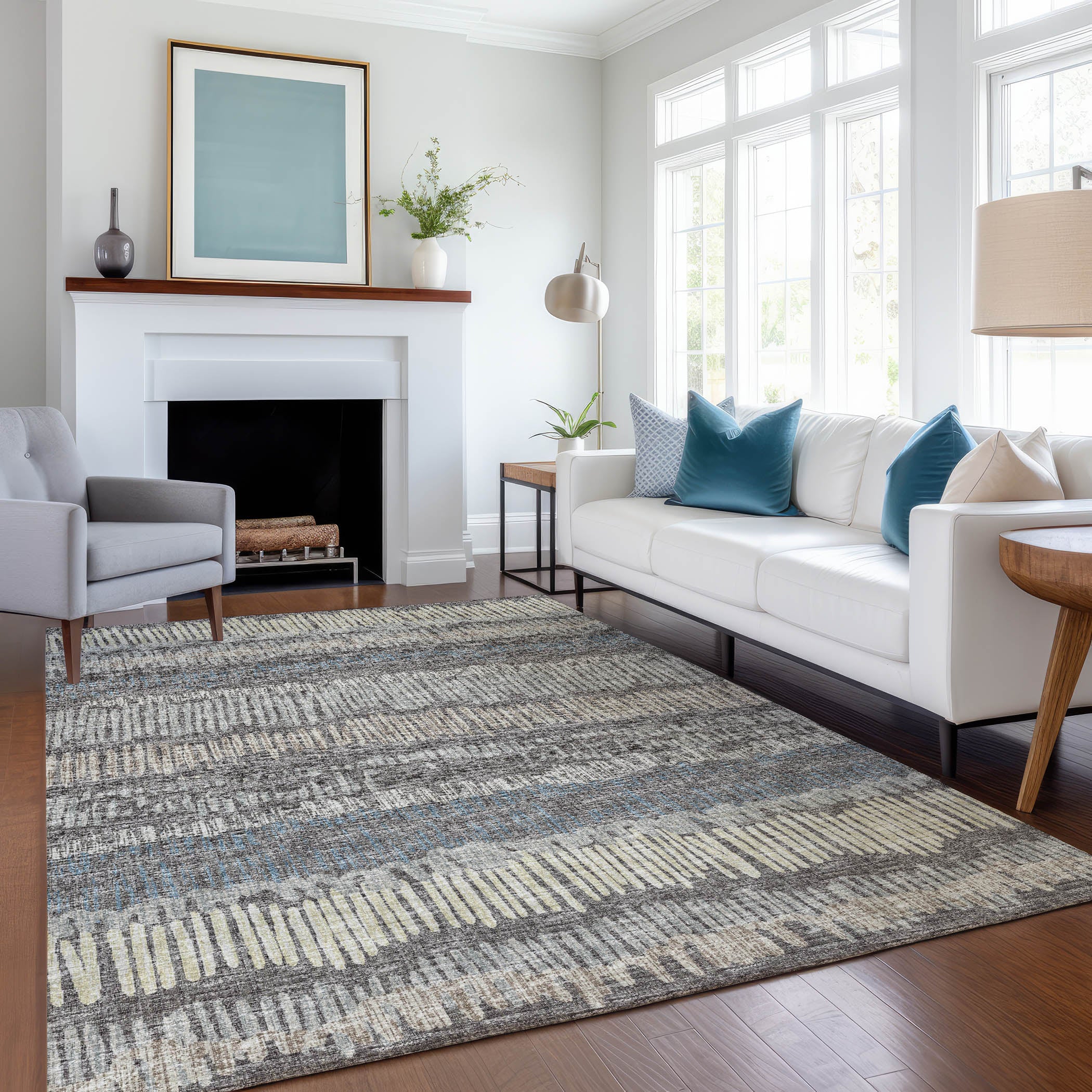 Sarajevo Machine Washable Transitional Gray Charcoal Rug 2'6" x 3'10" #shape_Rectangle