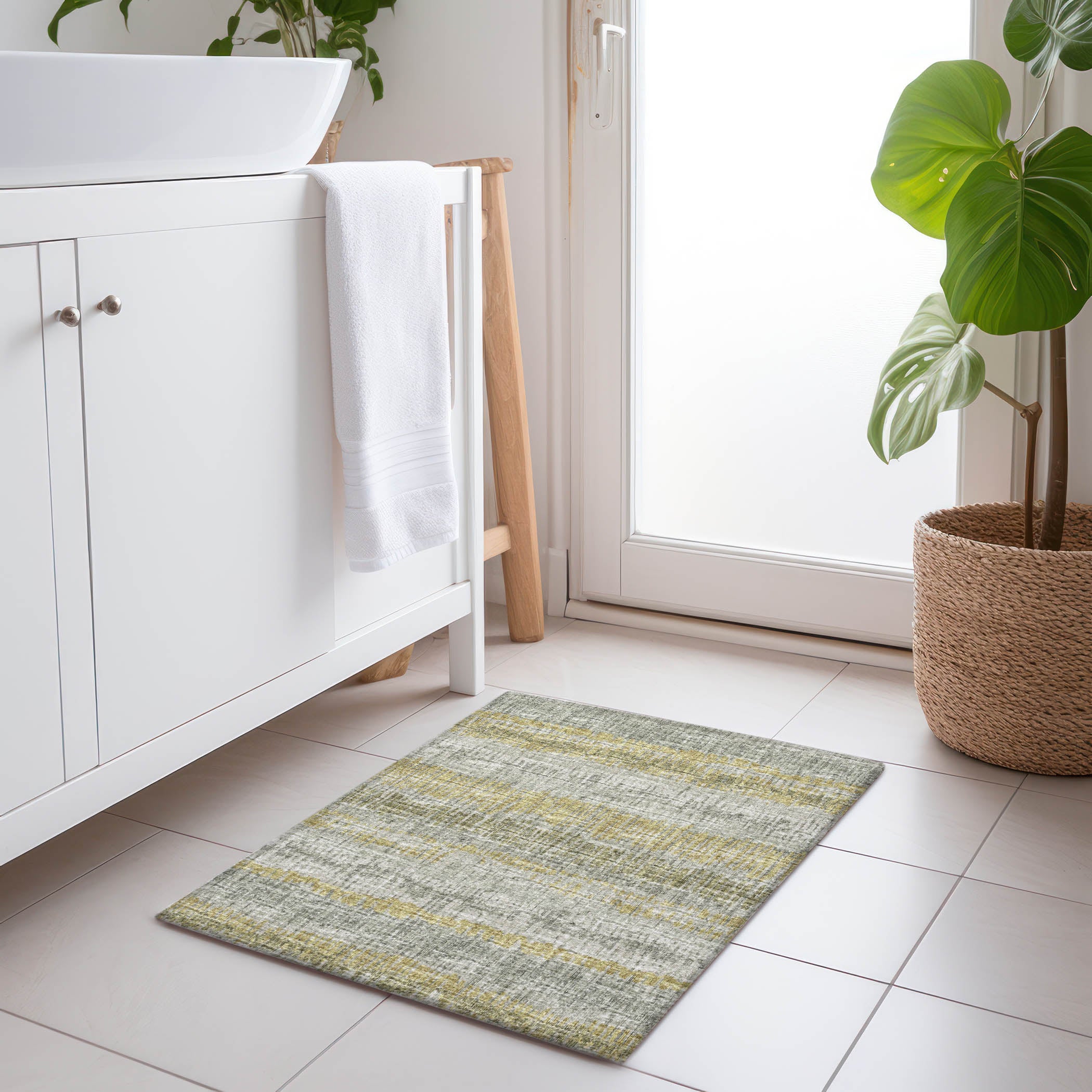 Sarajevo Machine Washable Transitional Sage Taupe Rug 1'8" x 2'6" #shape_Rectangle