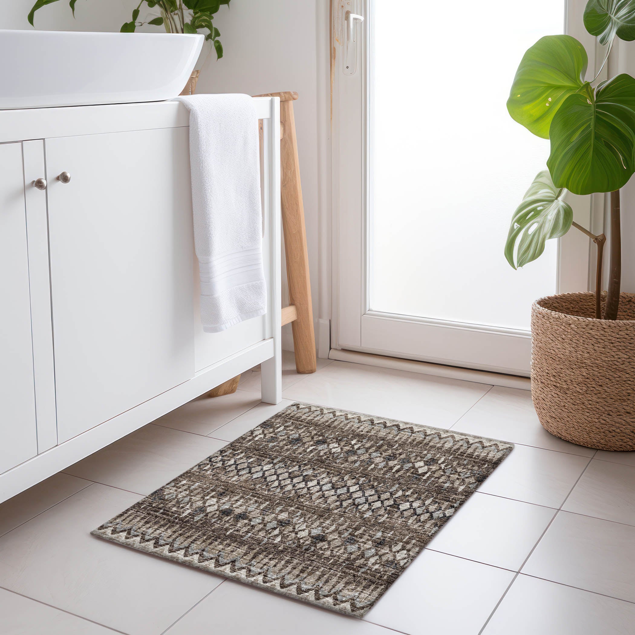 Kyoto Machine Washable Transitional Brown Chocolate Rug 1'8" x 2'6" #shape_Rectangle