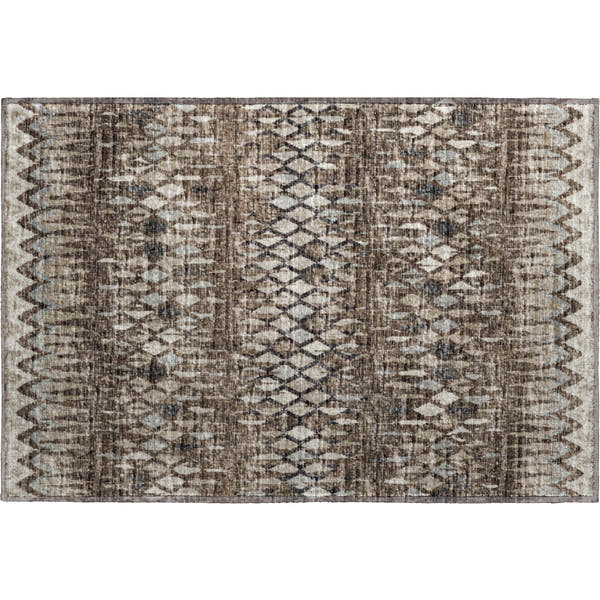Kyoto Machine Washable Transitional Brown Chocolate Rug 1'8" x 2'6"
