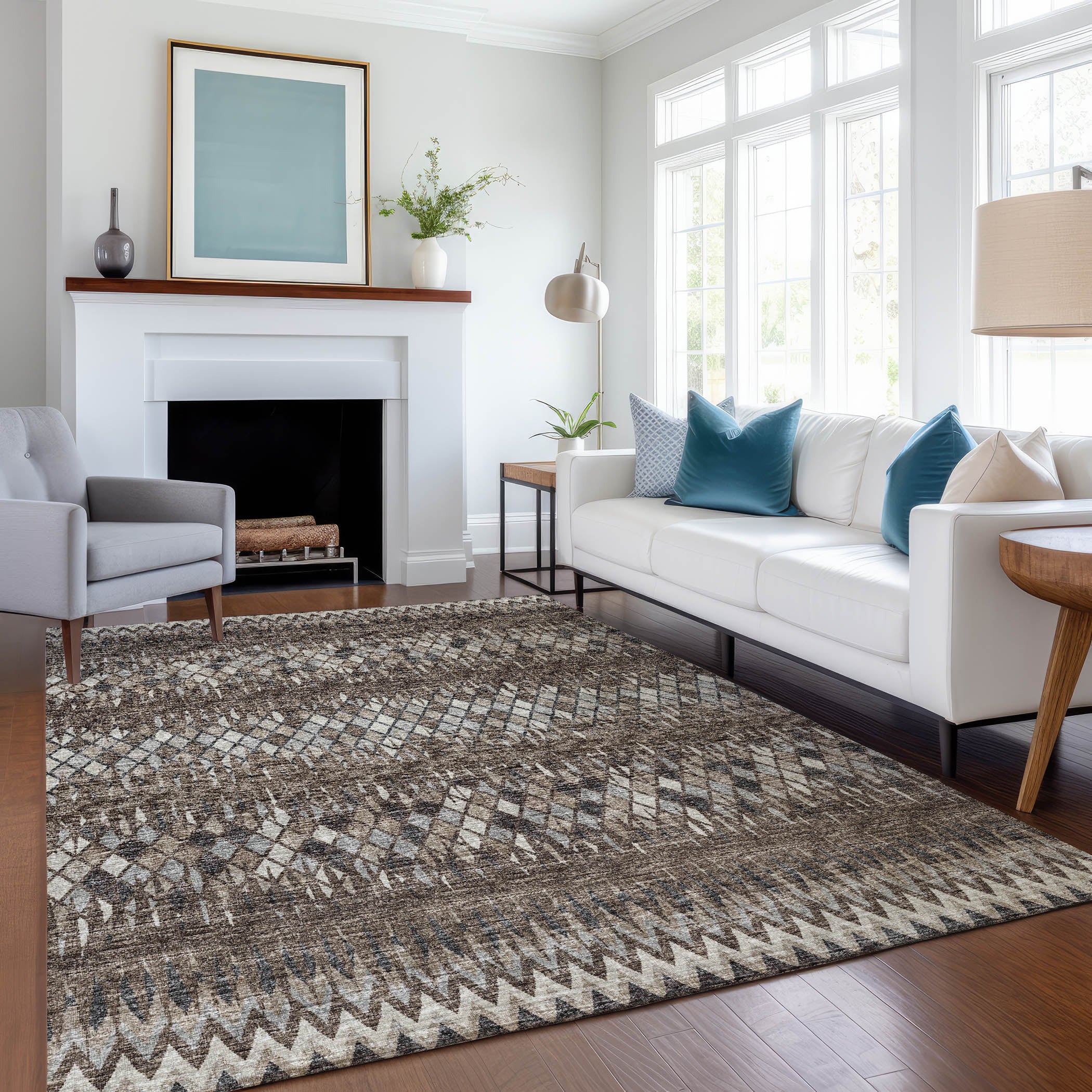Kyoto Machine Washable Transitional Brown Chocolate Rug 2'6" x 3'10" #shape_Rectangle