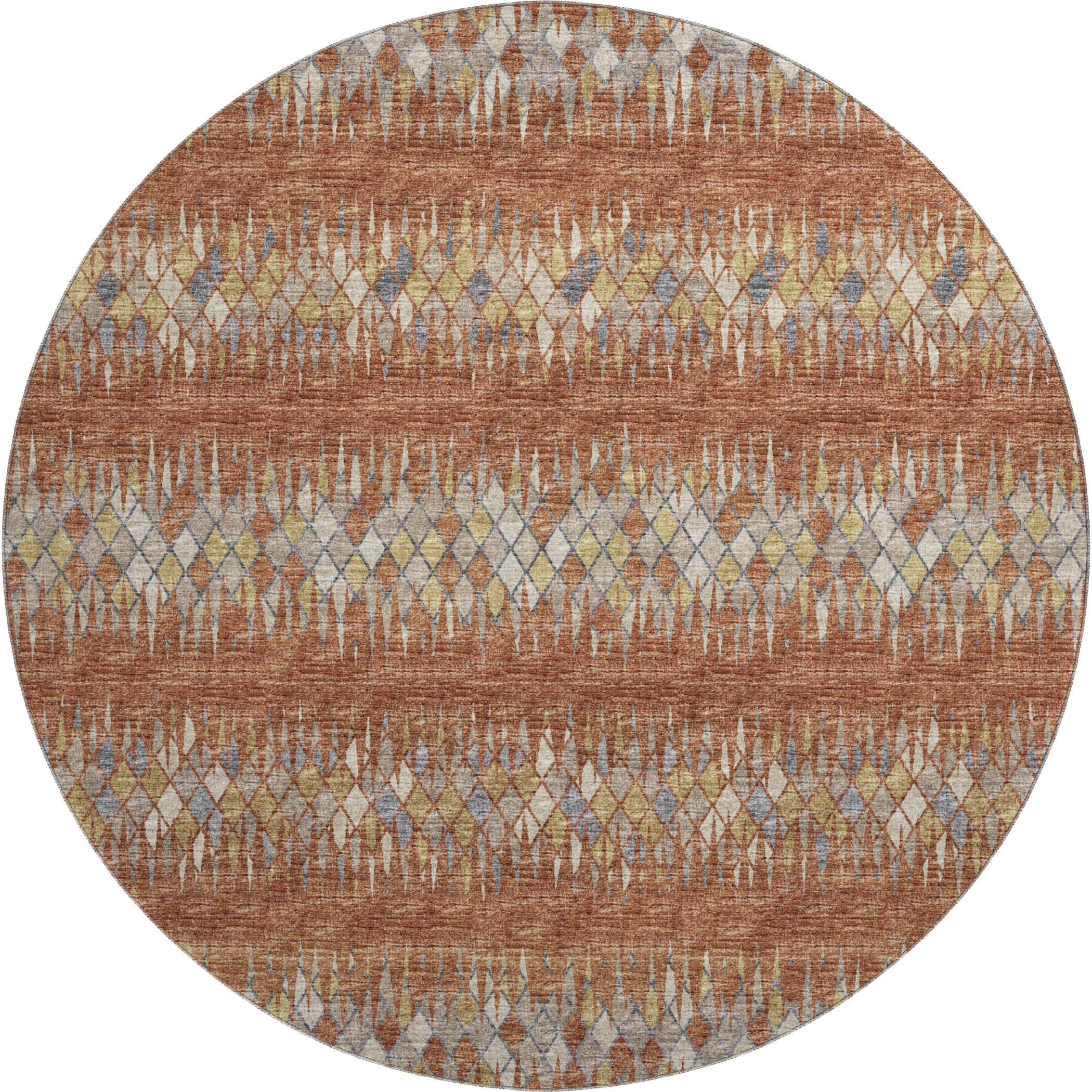 Kyoto Machine Washable Transitional Spice Paprika Rug 8' x 8' #shape_Round