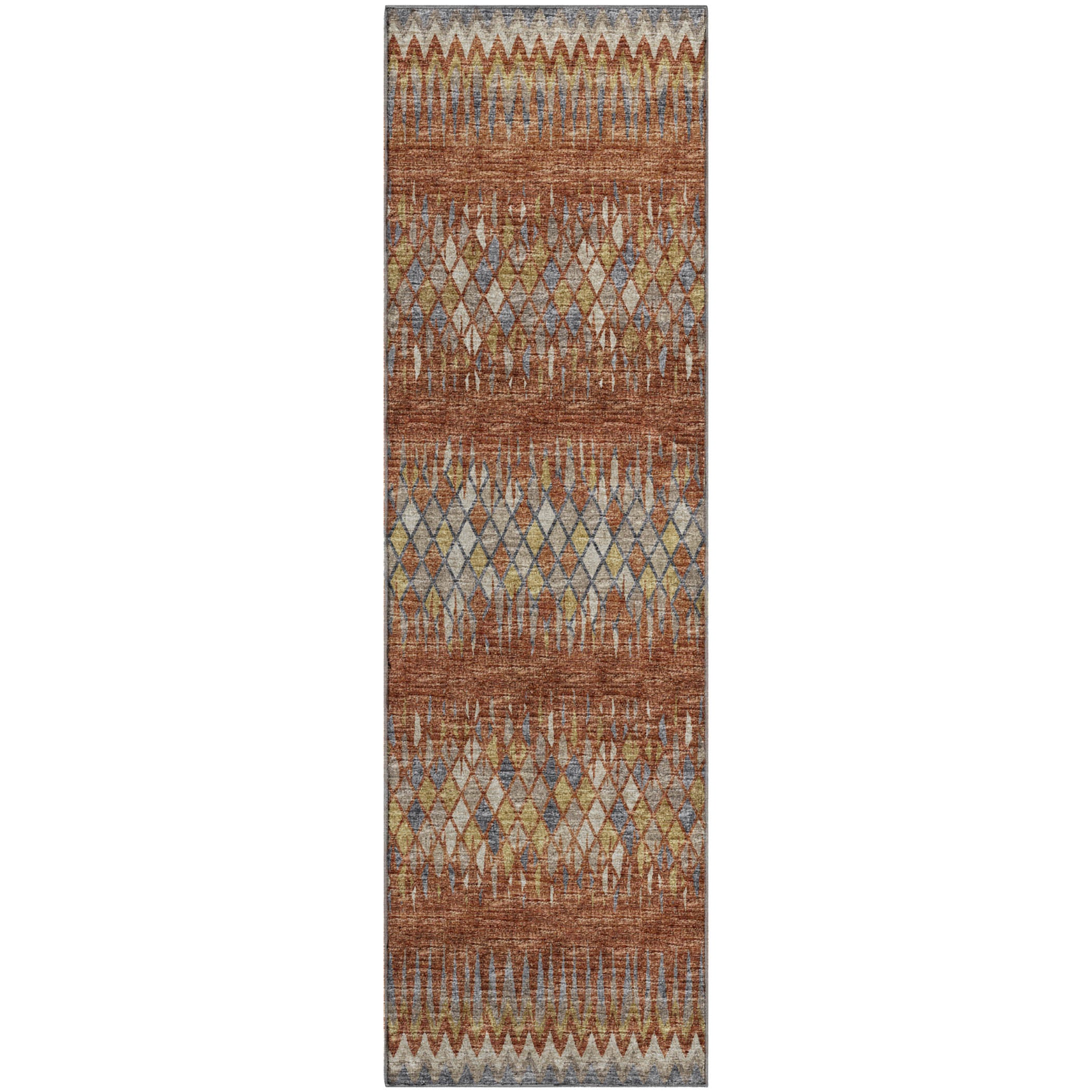 Kyoto Machine Washable Transitional Spice Paprika Rug 2'3" x 7'6" #shape_Runner