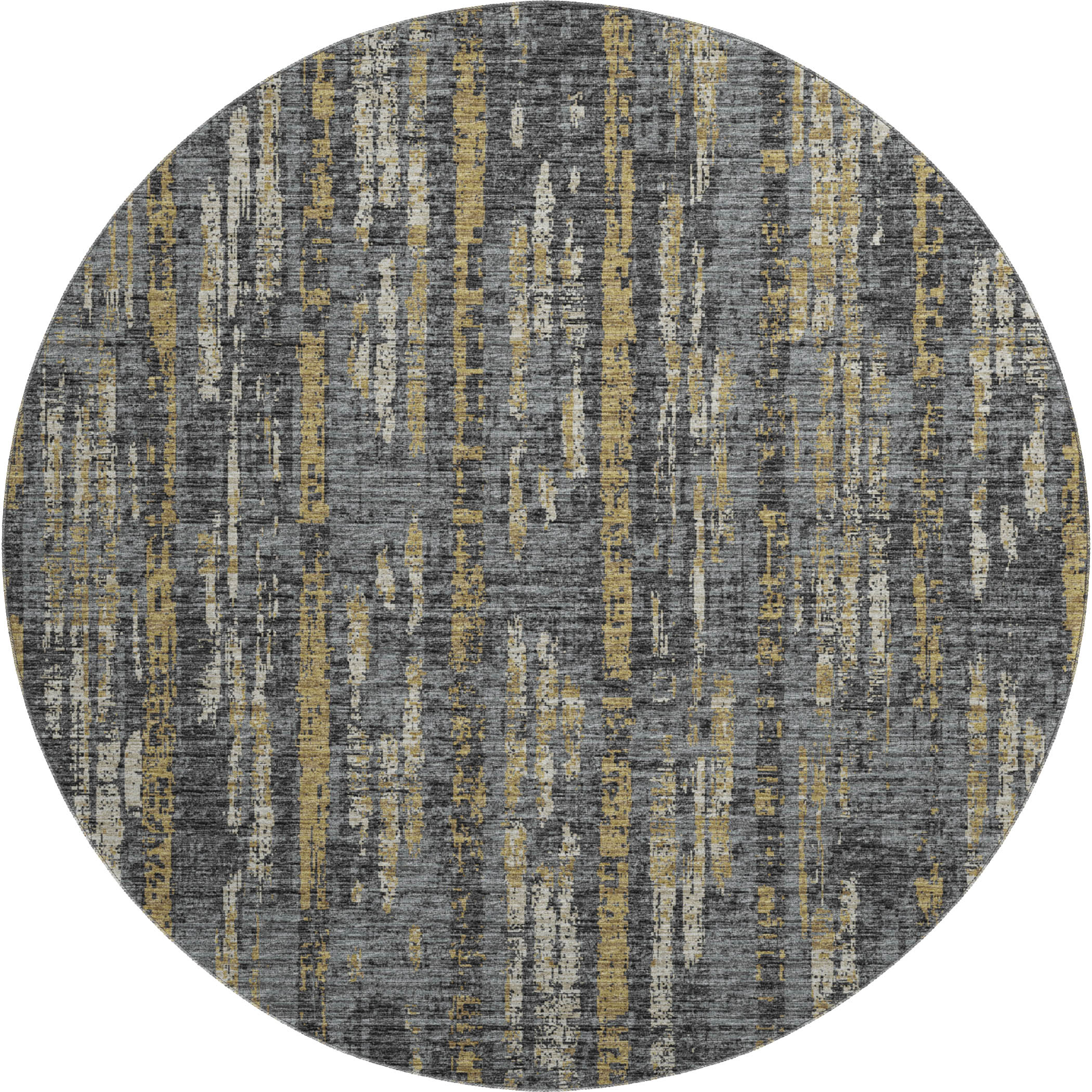 Zanzibar Machine Washable Transitional Granite Charcoal Rug 8' x 8' #shape_Round