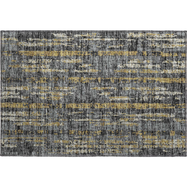 Zanzibar Machine Washable Transitional Granite Charcoal Rug 1'8" x 2'6"