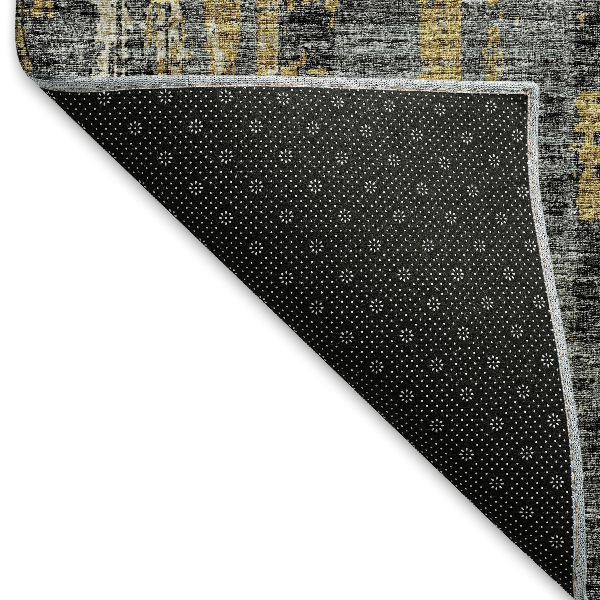 Zanzibar Machine Washable Transitional Granite Charcoal Rug 1'8" x 2'6" #shape_Rectangle