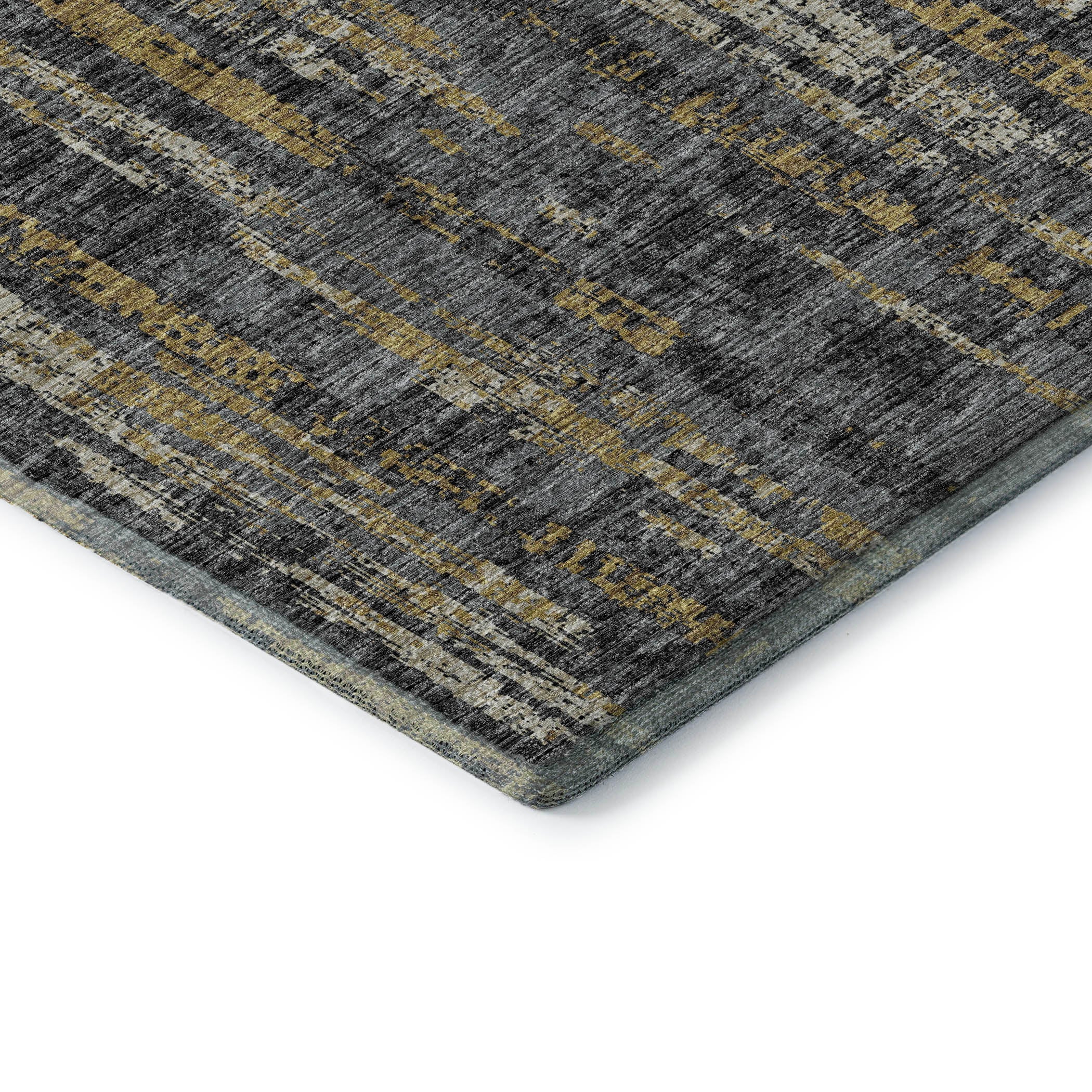 Zanzibar Machine Washable Transitional Granite Charcoal Rug 1'8" x 2'6" #shape_Rectangle