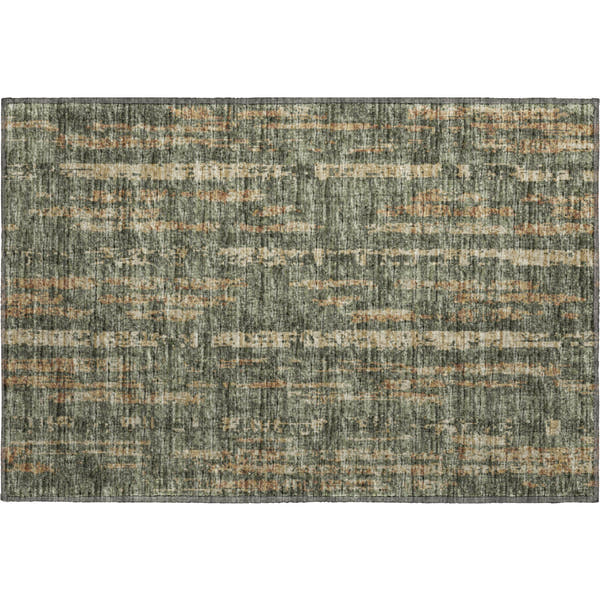 Zanzibar Machine Washable Transitional Green Rug 1'8" x 2'6"