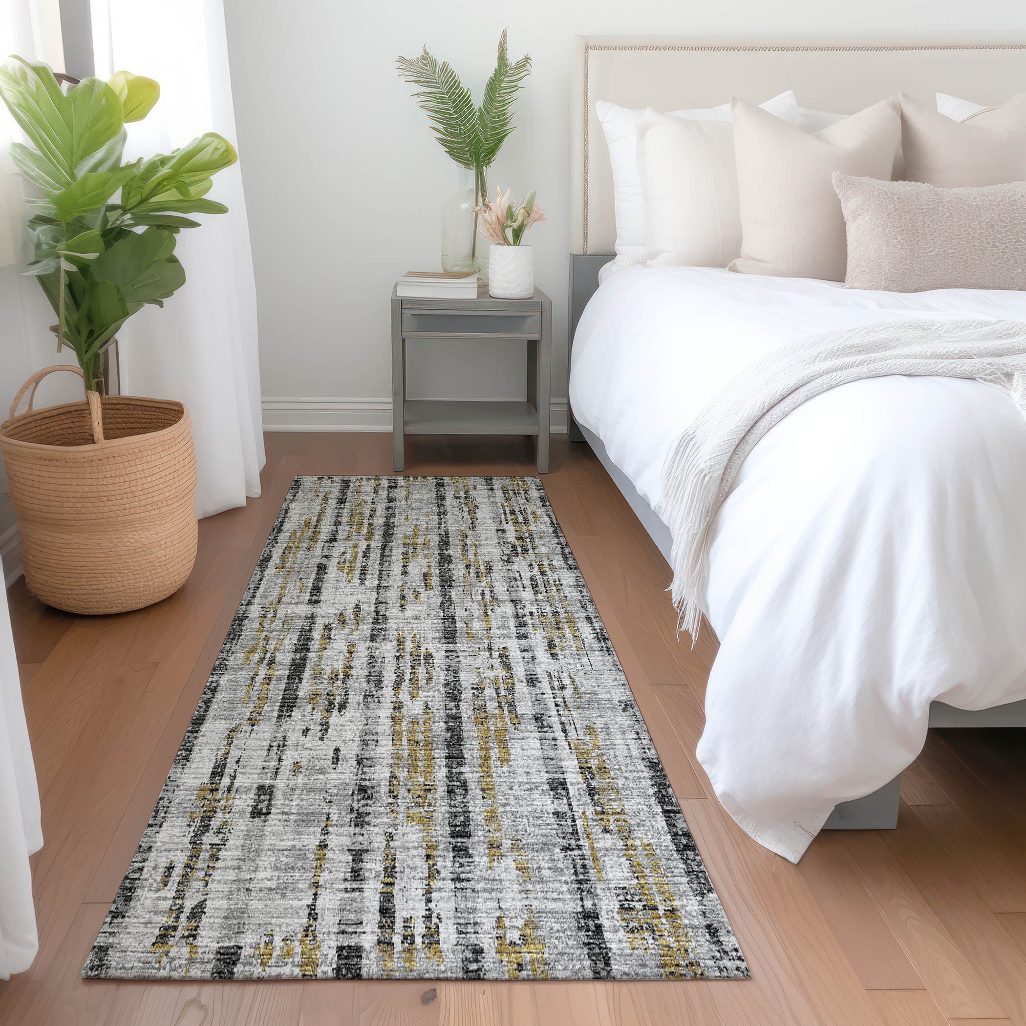 Zanzibar Machine Washable Transitional Silver Gray Rug 2'3" x 7'6" #shape_Runner