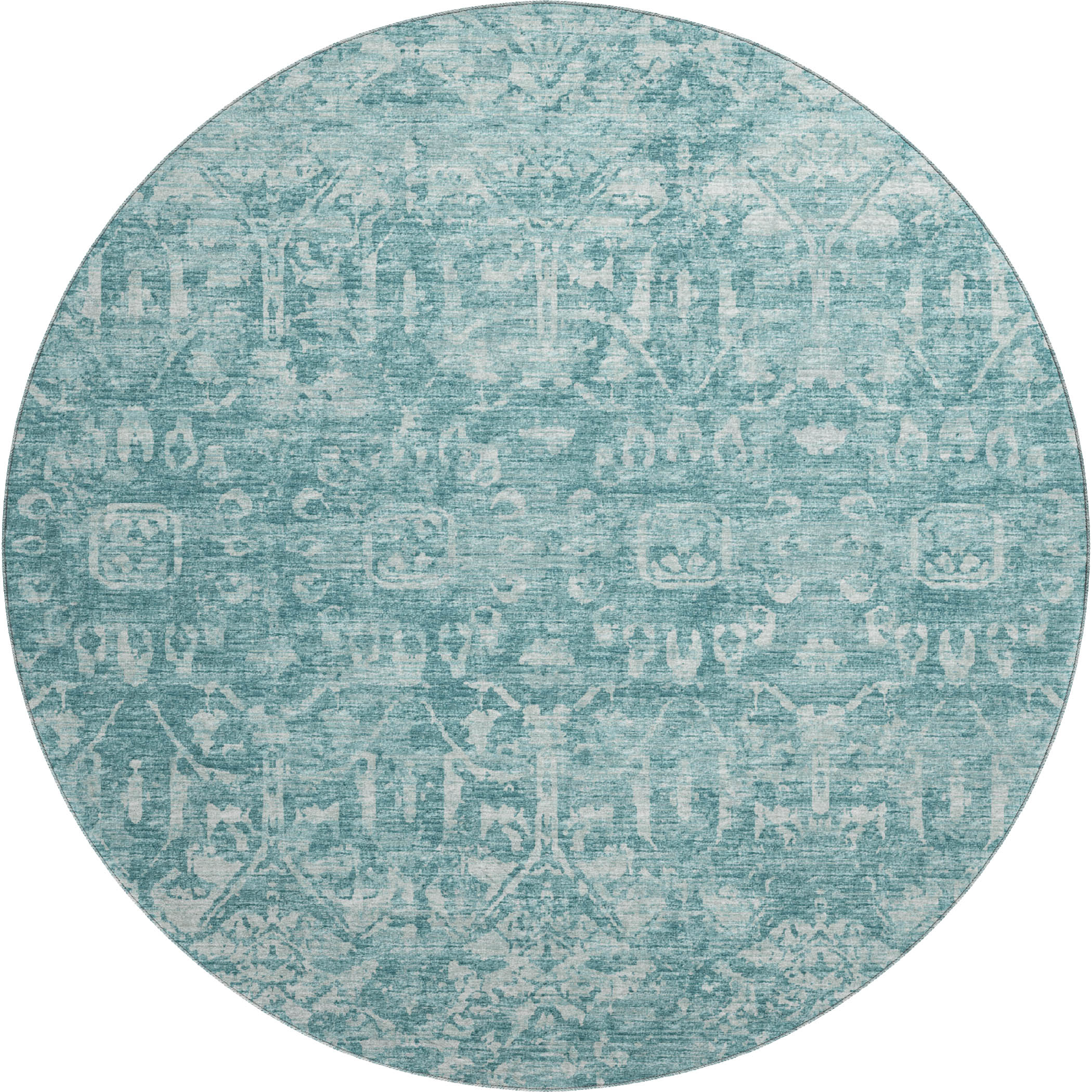 Ghent Machine Washable Traditional Blue Rug 8' x 8' #shape_Round