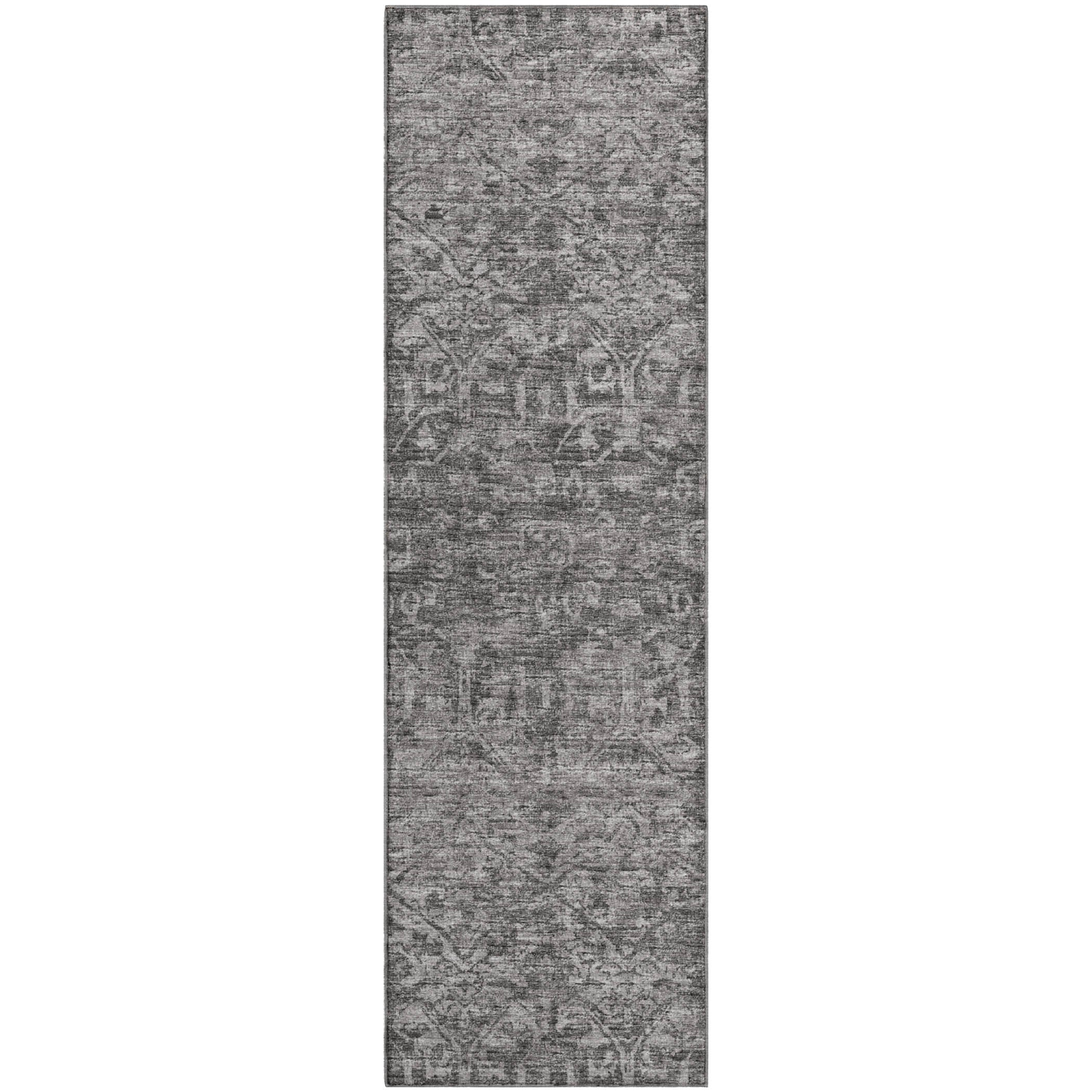 Ghent Machine Washable Traditional Charcoal Gray Rug 2'3" x 7'6" #shape_Runner