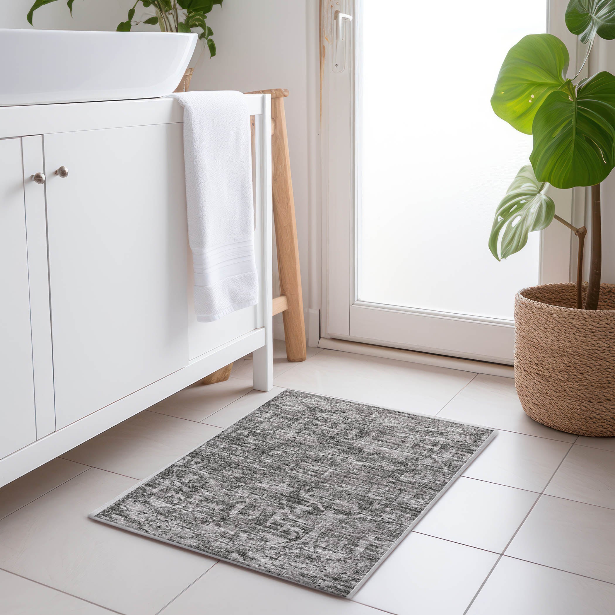 Ghent Machine Washable Traditional Charcoal Gray Rug 1'8" x 2'6" #shape_Rectangle