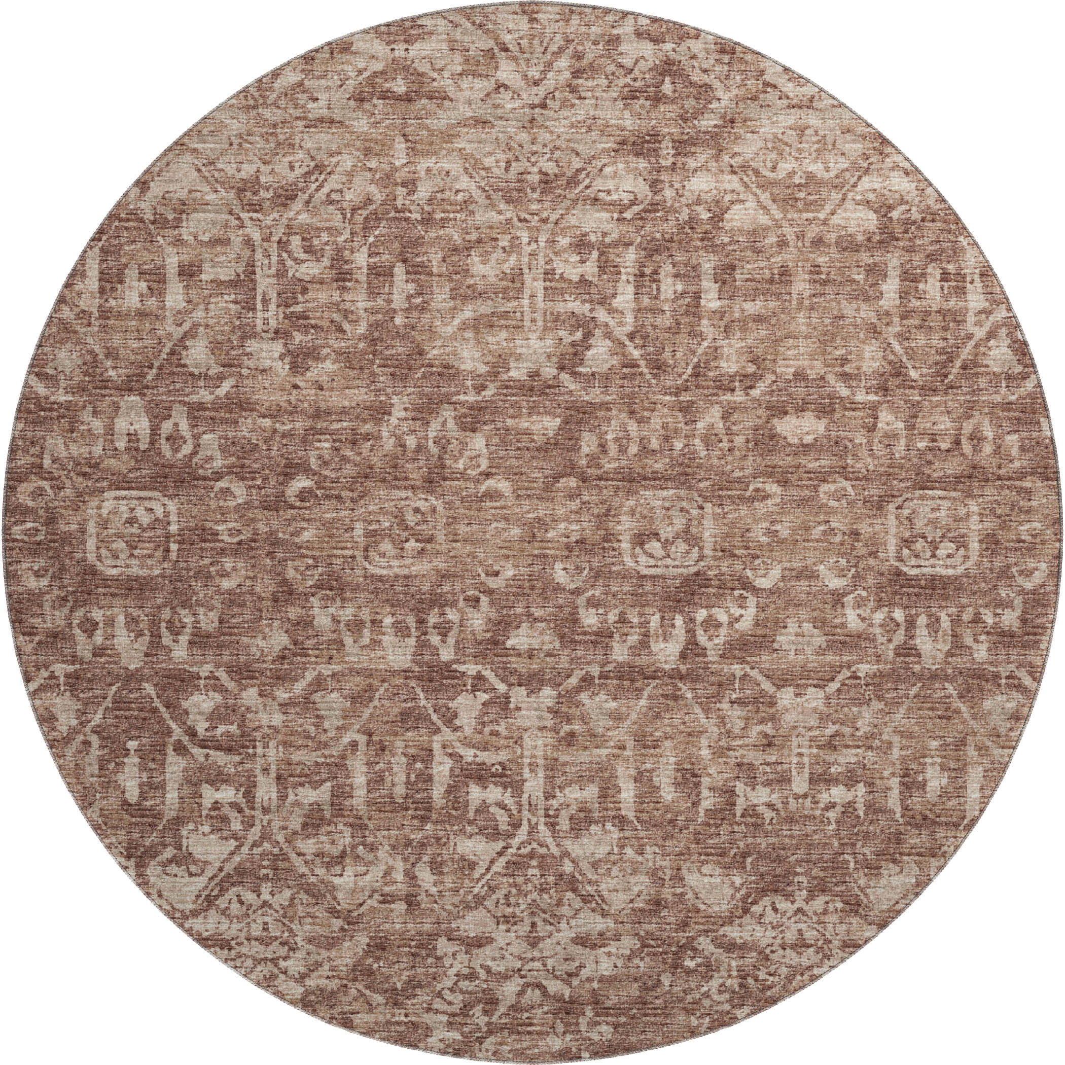 Ghent Machine Washable Traditional Chocolate Brown Rug 8' x 8' #shape_Round