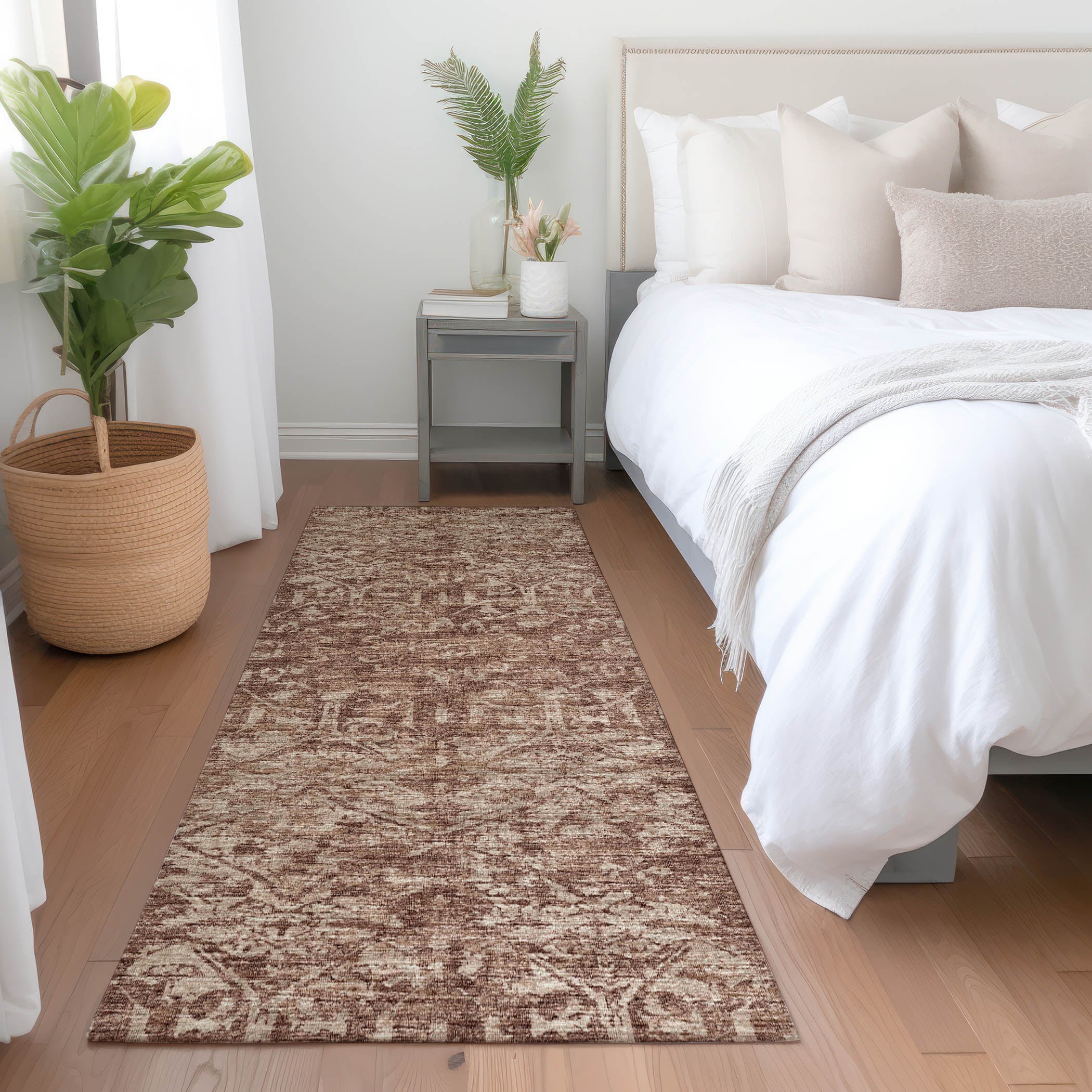 Ghent Machine Washable Traditional Chocolate Brown Rug 2'3" x 7'6" #shape_Runner