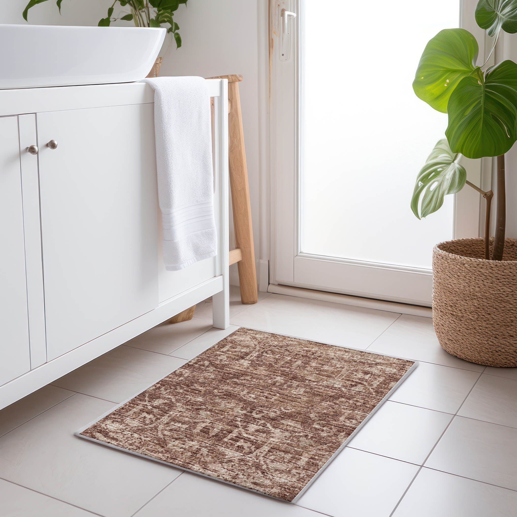 Ghent Machine Washable Traditional Chocolate Brown Rug 1'8" x 2'6" #shape_Rectangle