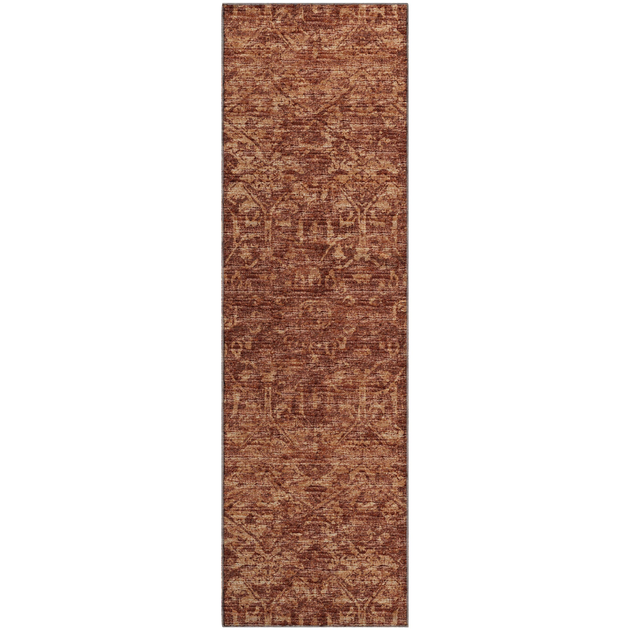 Ghent Machine Washable Traditional Clay Orange Rug 2'3" x 7'6" #shape_Runner