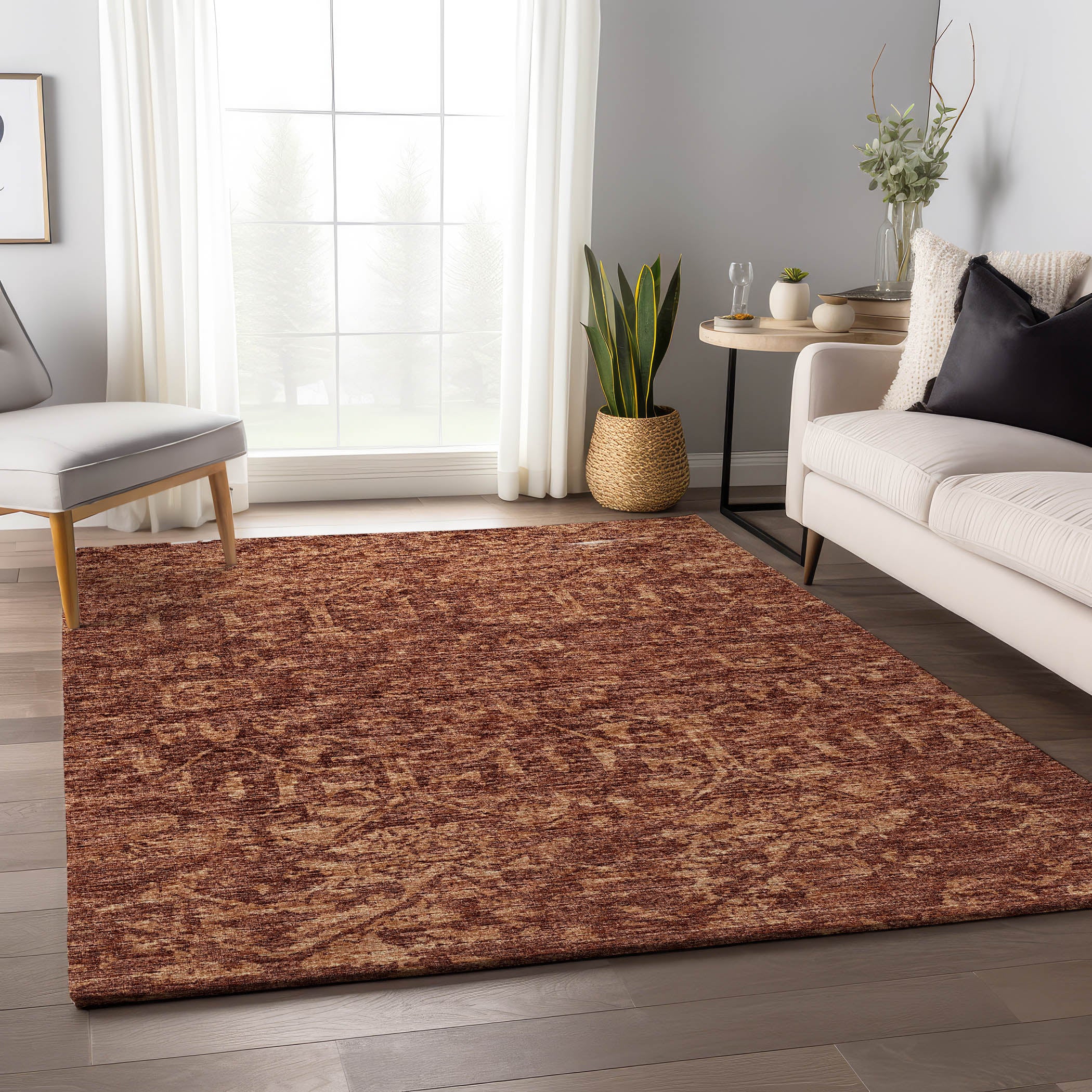 Ghent Machine Washable Traditional Clay Orange Rug 2'6" x 3'10" #shape_Rectangle