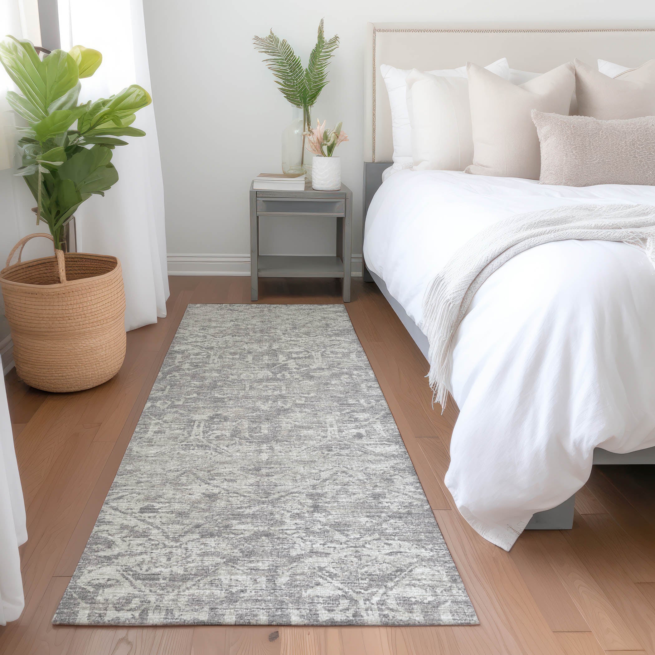 Ghent Machine Washable Traditional Gray Rug 2'3" x 7'6" #shape_Runner
