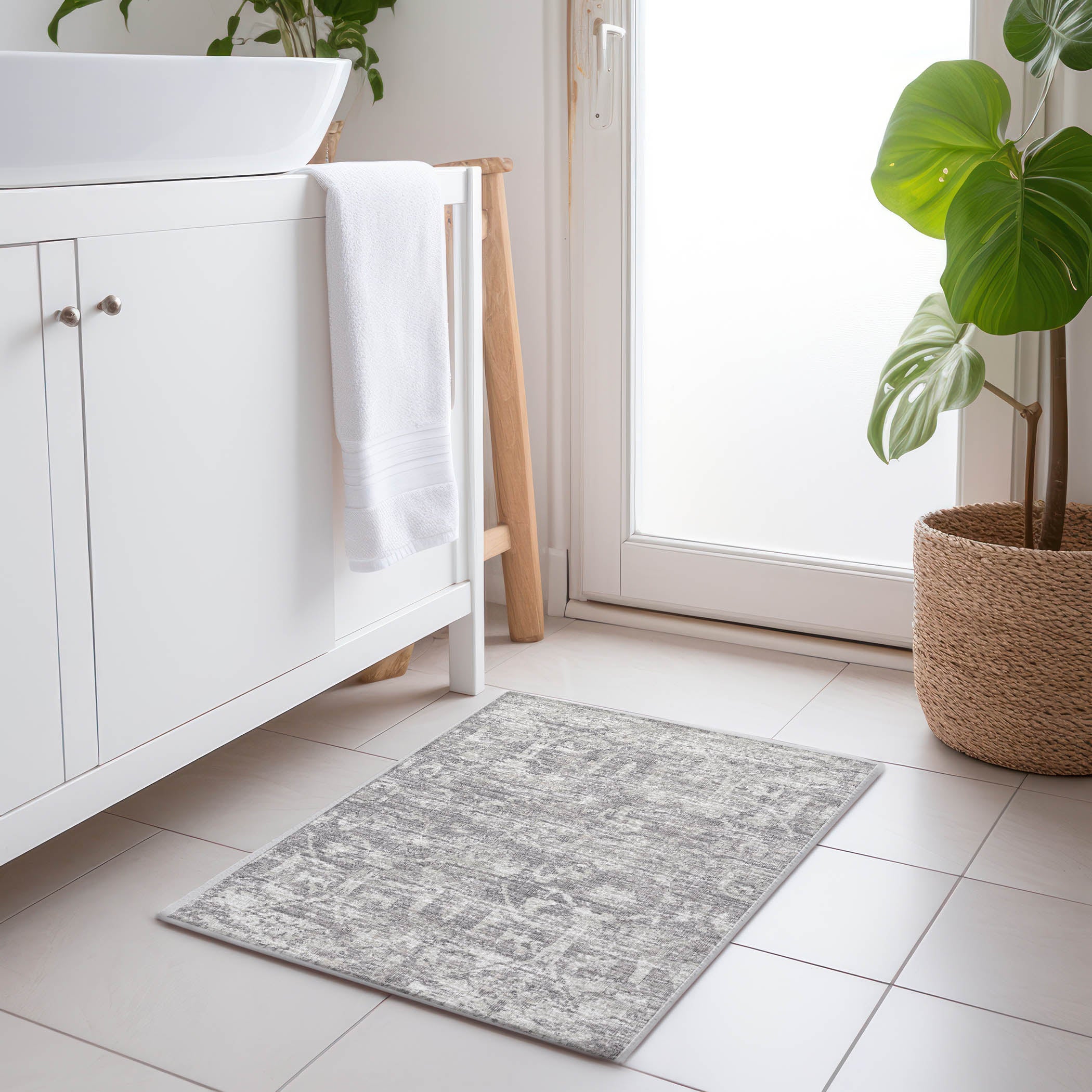 Ghent Machine Washable Traditional Gray Rug 1'8" x 2'6" #shape_Rectangle